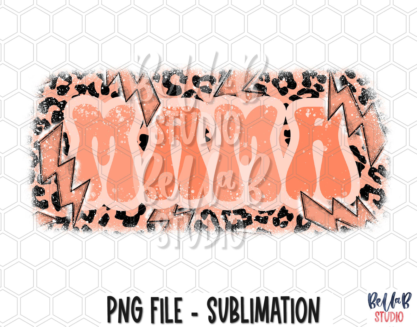 Retro Leopard Lightning Bolt Mama Sublimation Design