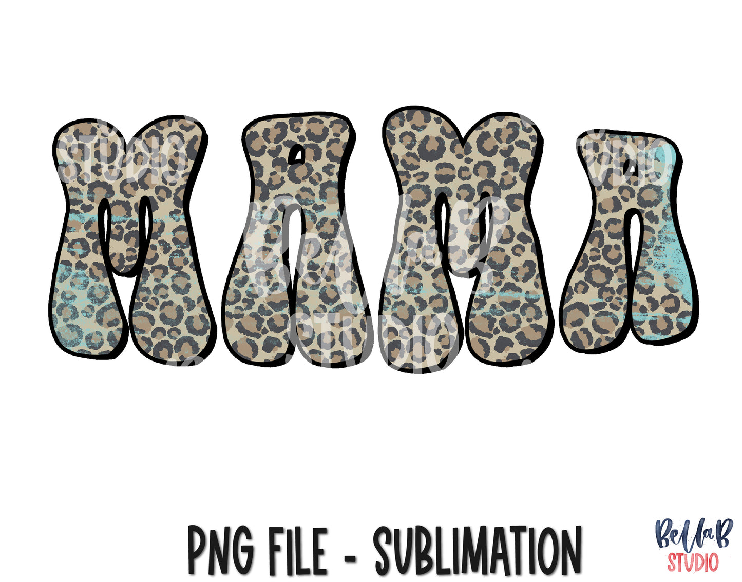Retro Leopard Mama Sublimation Design