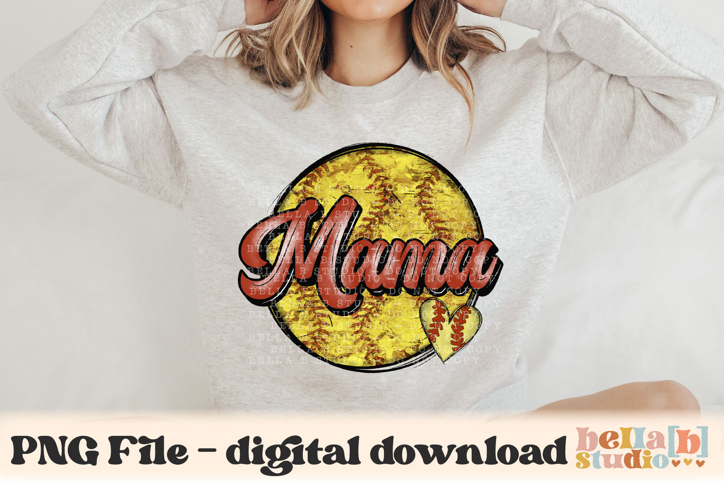 Mama Softball Grunge PNG Design