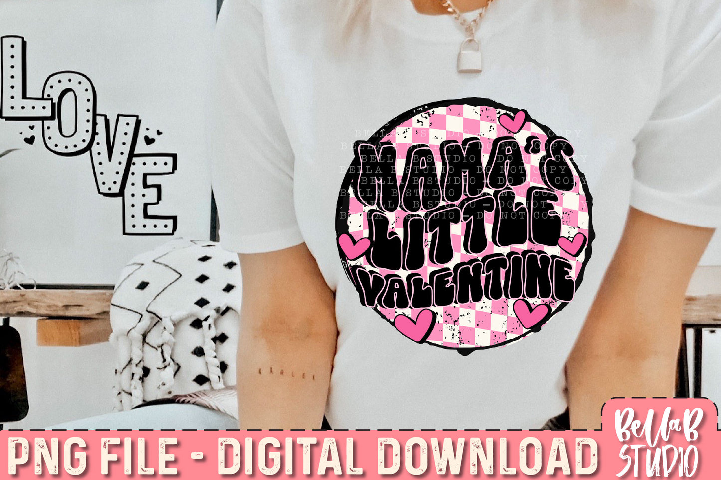 Mama's Little Valentine Pink Sublimation Design