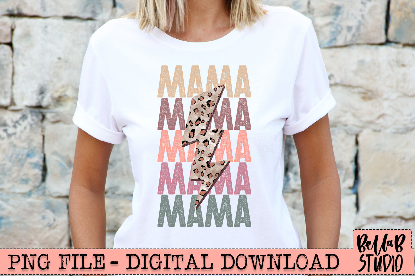 Spring Leopard Bolt Mama PNG Sublimation Design