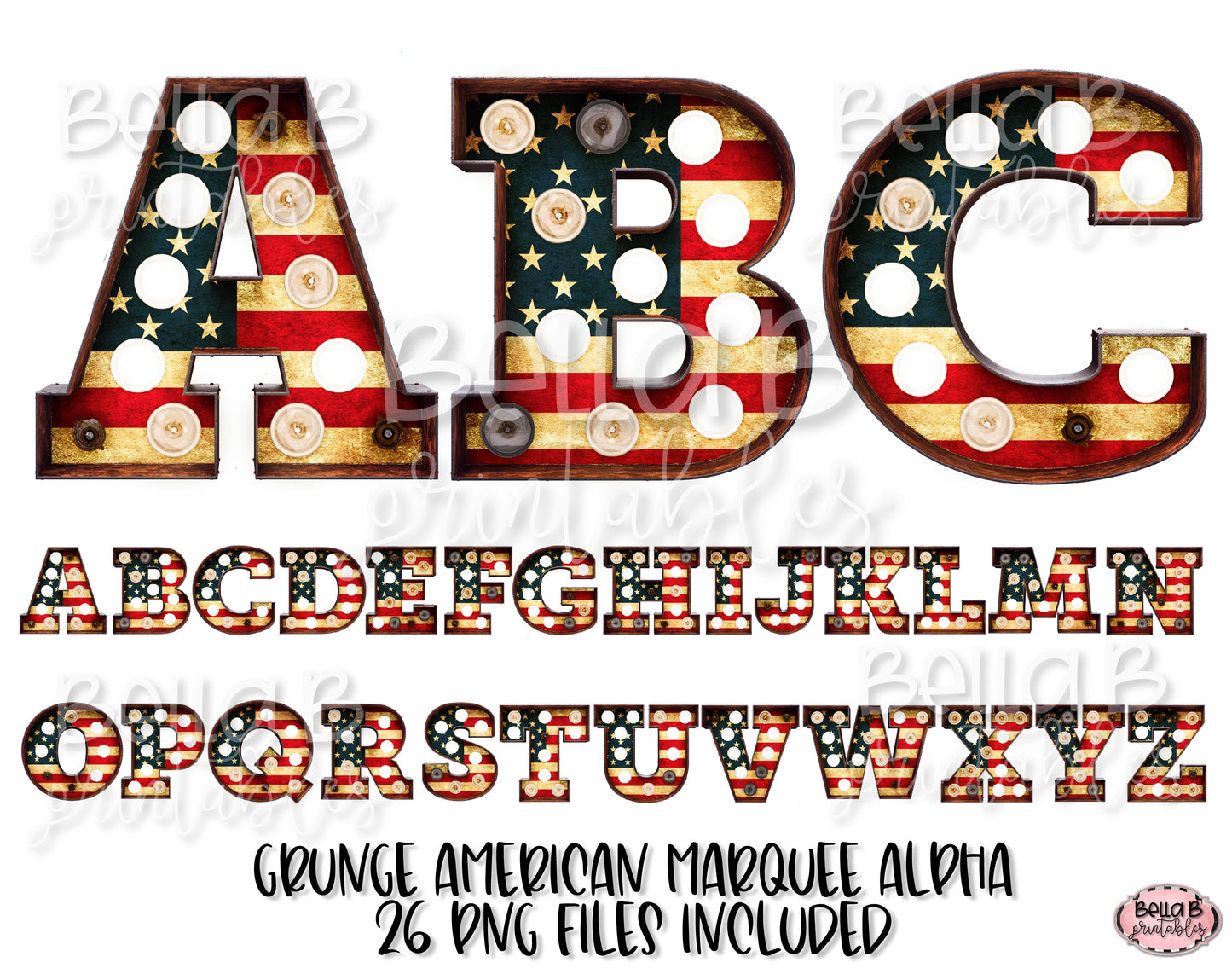 American Flag Marquee Alphabet Letters, Marquee Alphabet Set
