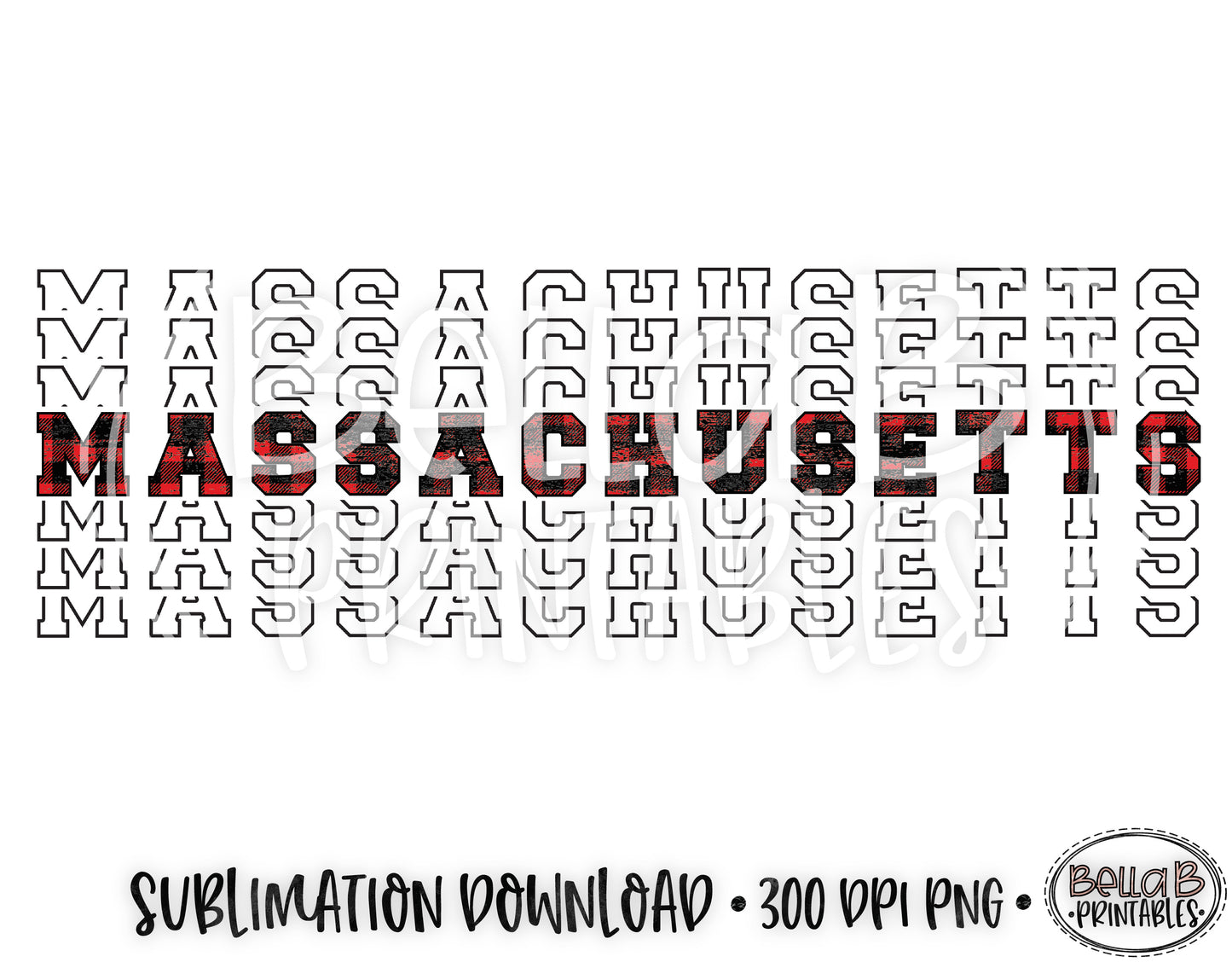 Massachusetts State Sublimation Design, Mirrored State Design