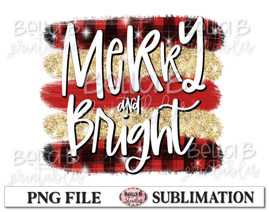 Merry And Bright Sublimation Design