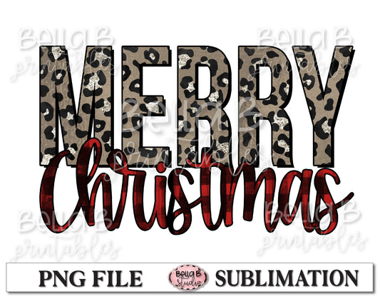 Merry Christmas Leopard Sublimation Design