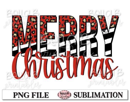 Merry Christmas Leopard Sublimation Design