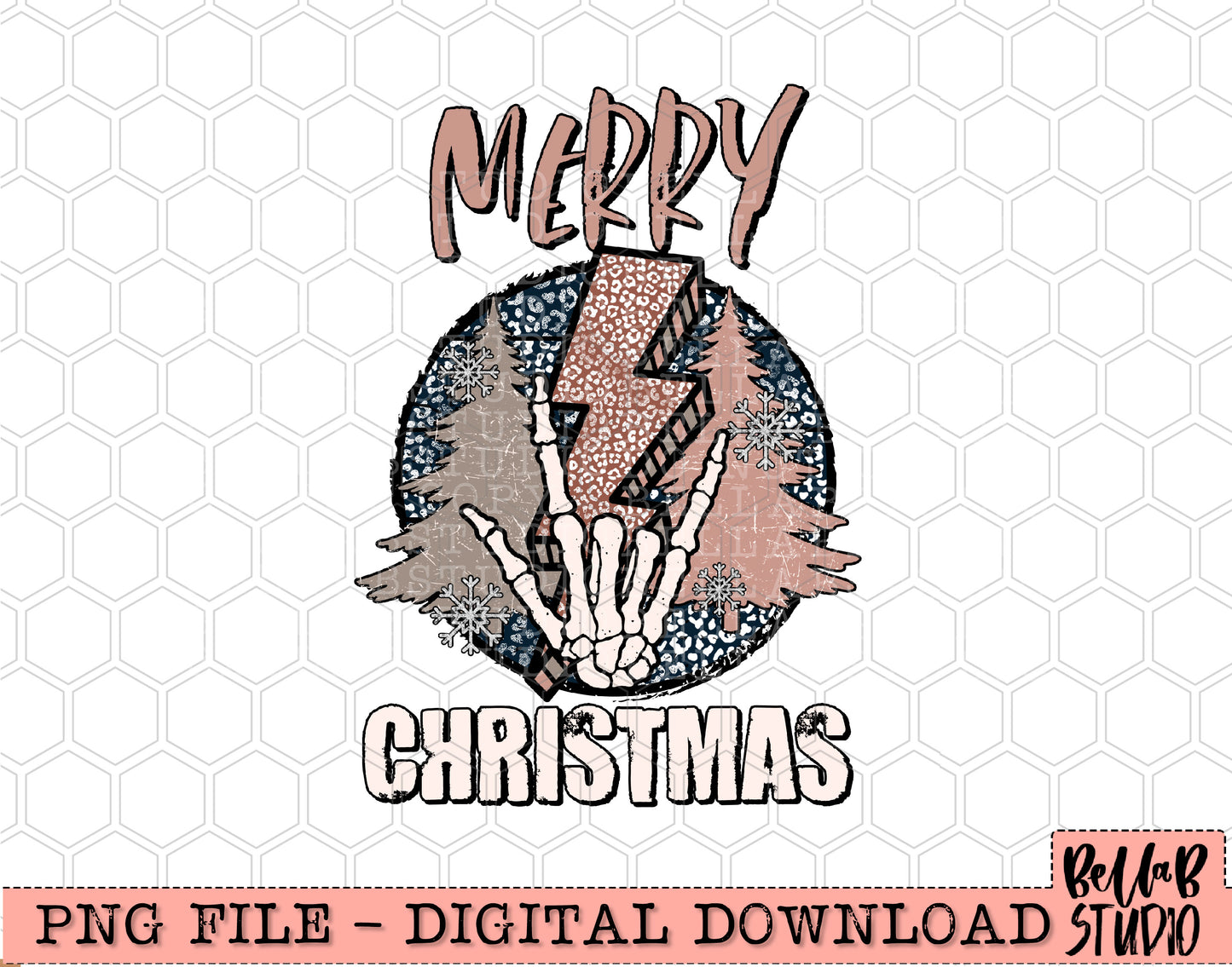 Merry Christmas Skellie Hand and Bolt PNG Design