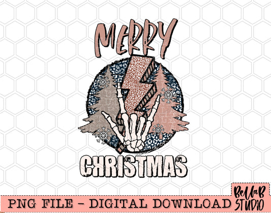 Merry Christmas Skellie Hand and Bolt PNG Design