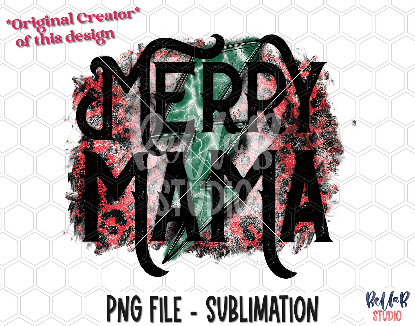 Christmas Lightning Bolt Merry Mama Sublimation Design