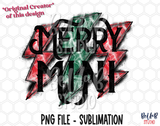 Christmas Lightning Bolt Merry Mini Sublimation Design