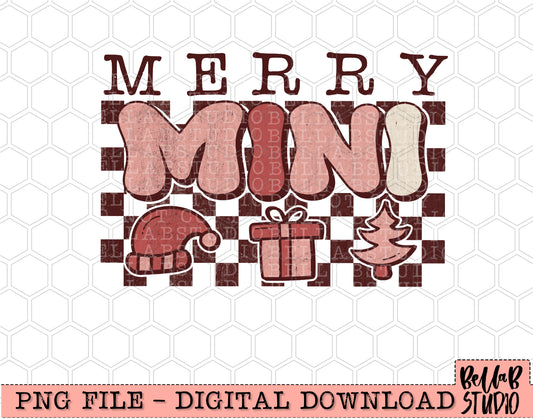 Merry Mini Retro Checker PNG Design