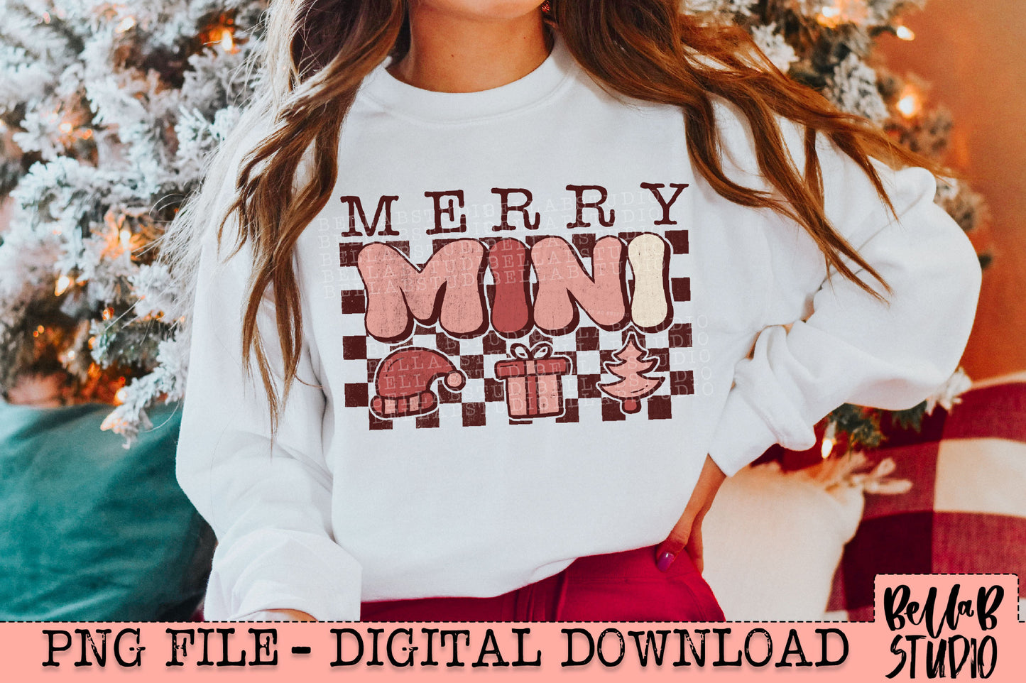 Merry Mini Retro Checker PNG Design