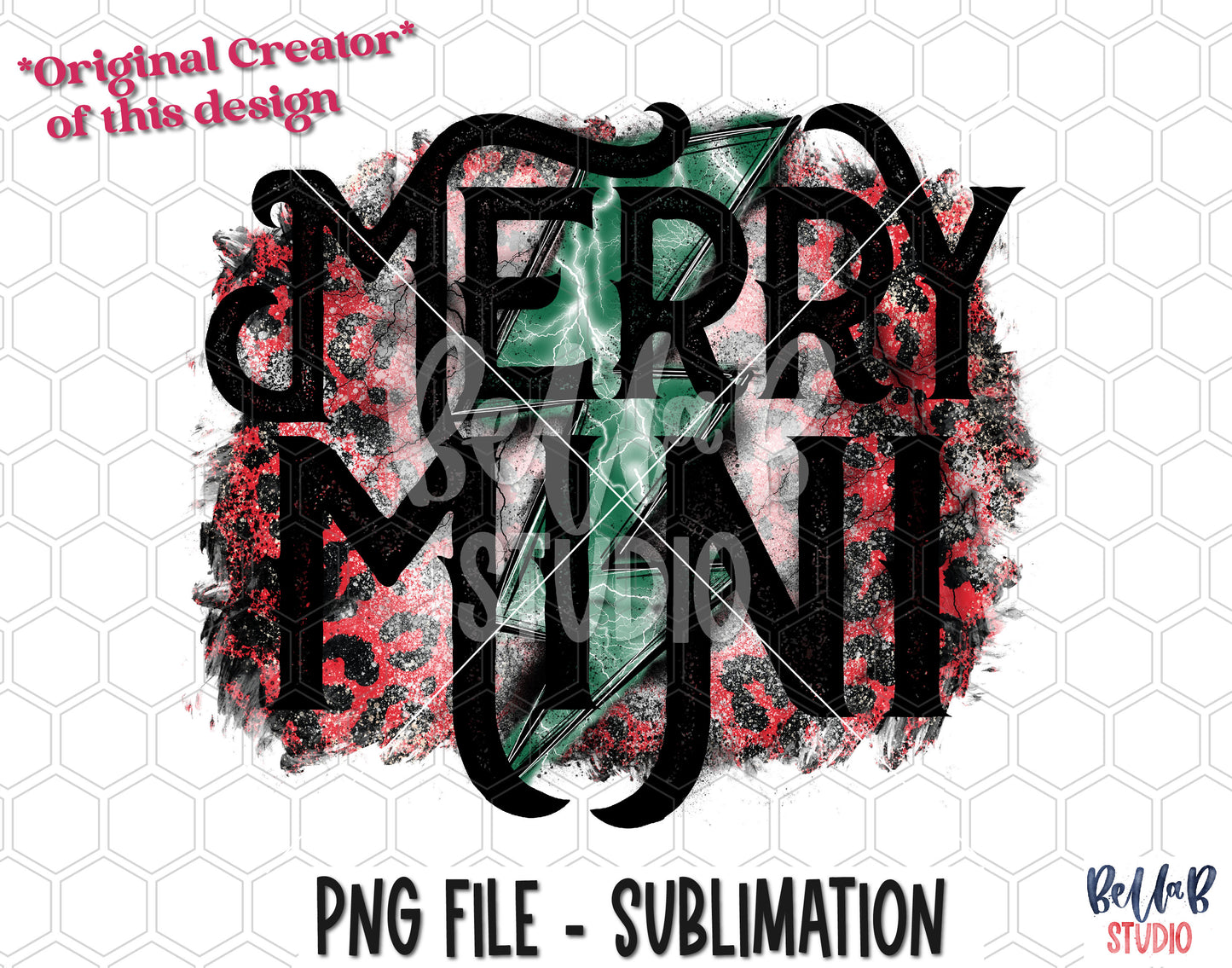 Christmas Lightning Bolt Merry Mini Sublimation Design