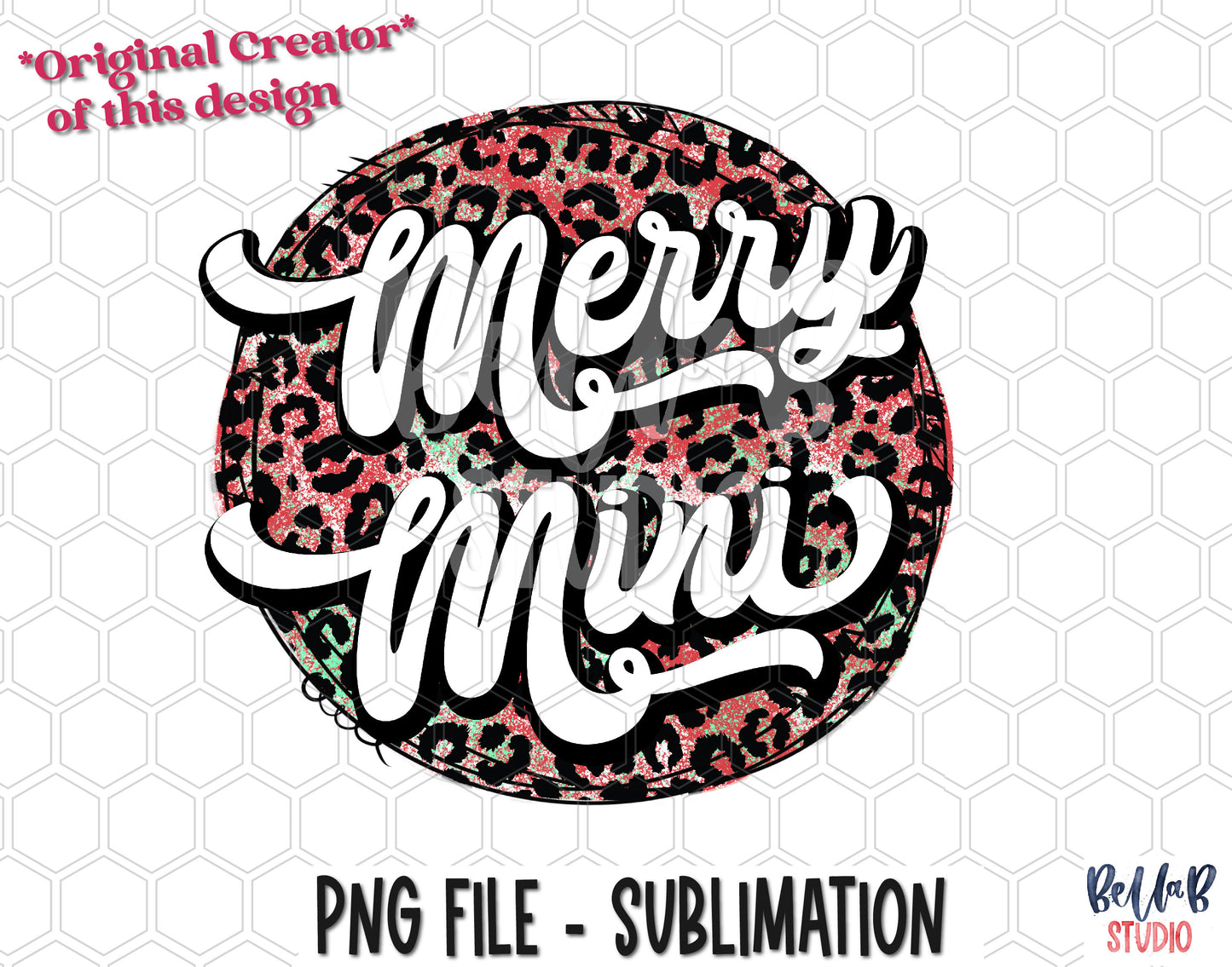 Merry Mini Retro Western Leopard Sublimation Design