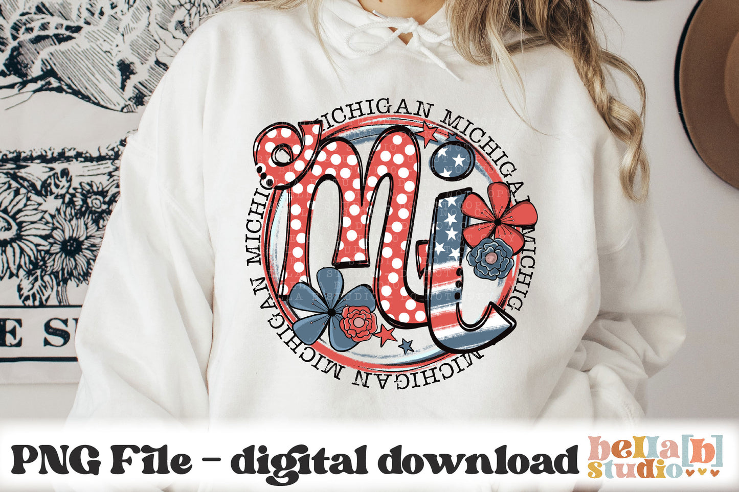 Michigan Retro Flowers PNG Design