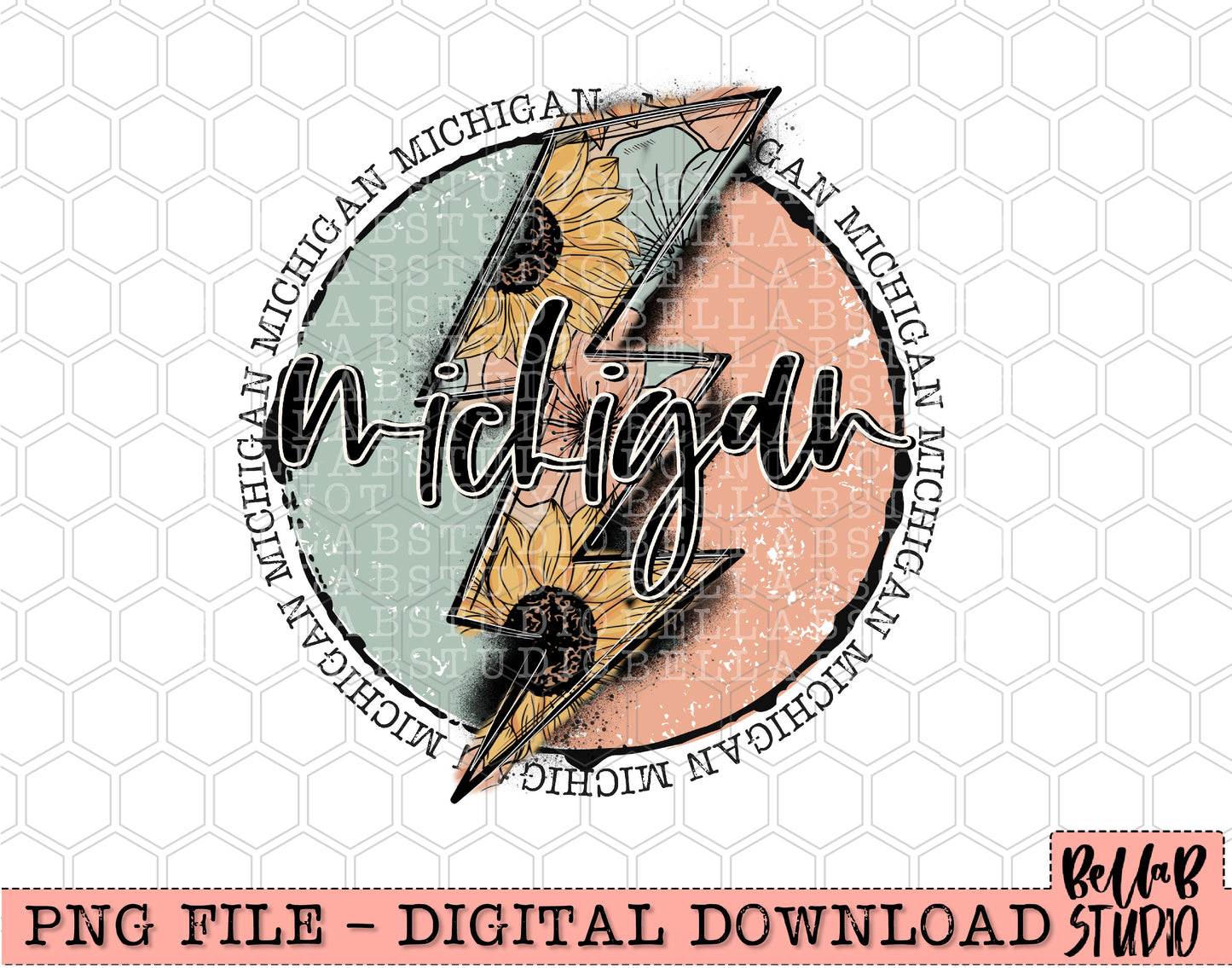 MICHIGAN Sunflower Bolt PNG Design