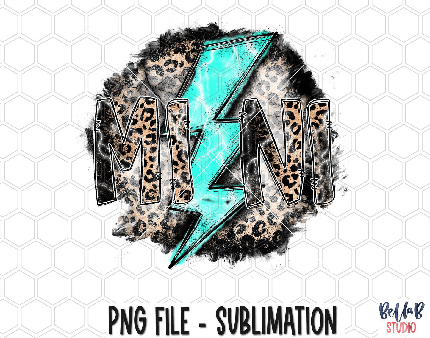 Leopard Turquoise Lightning Bolt Mini Sublimation Design