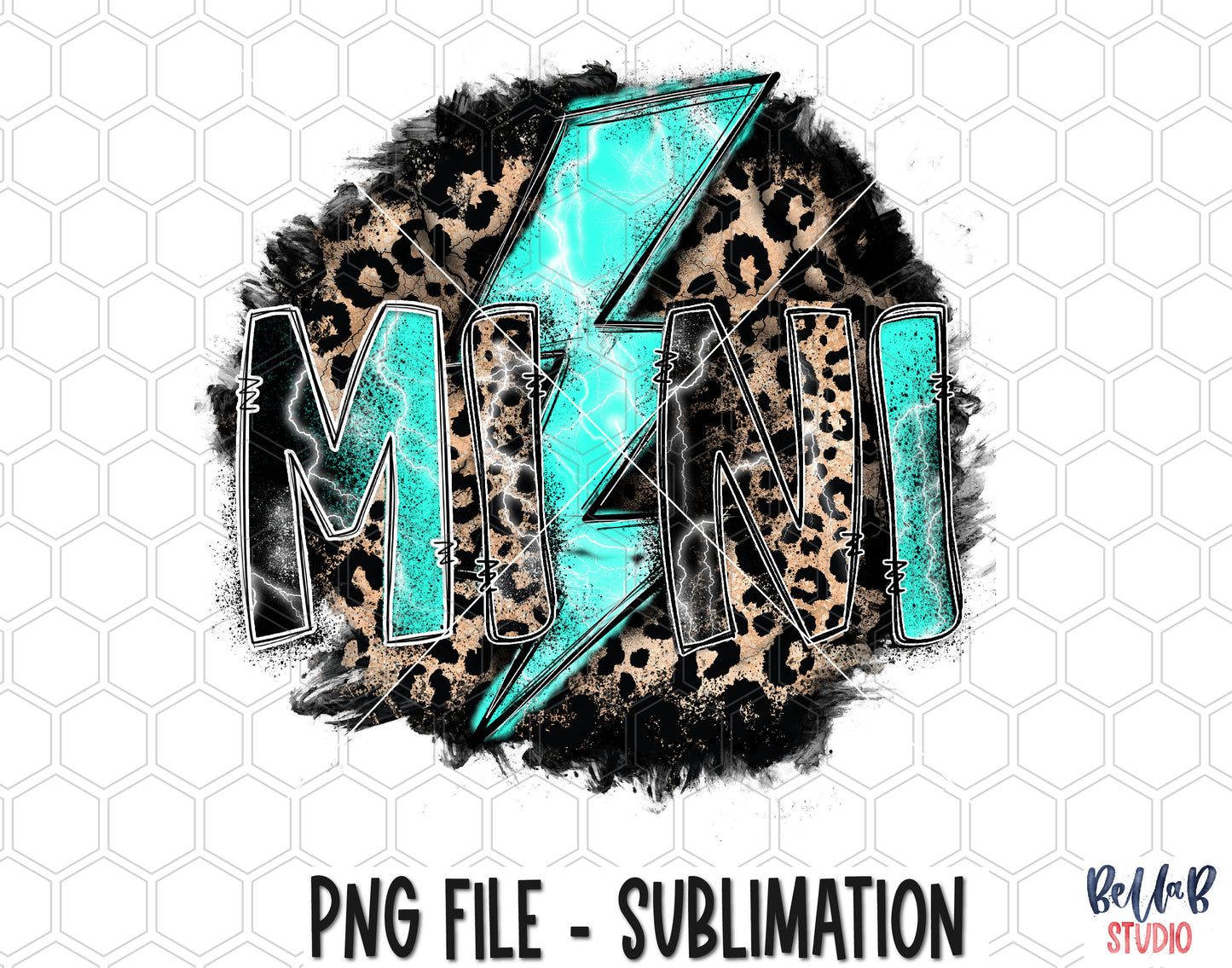 Leopard Turquoise Lightning Bolt Mini Sublimation Design