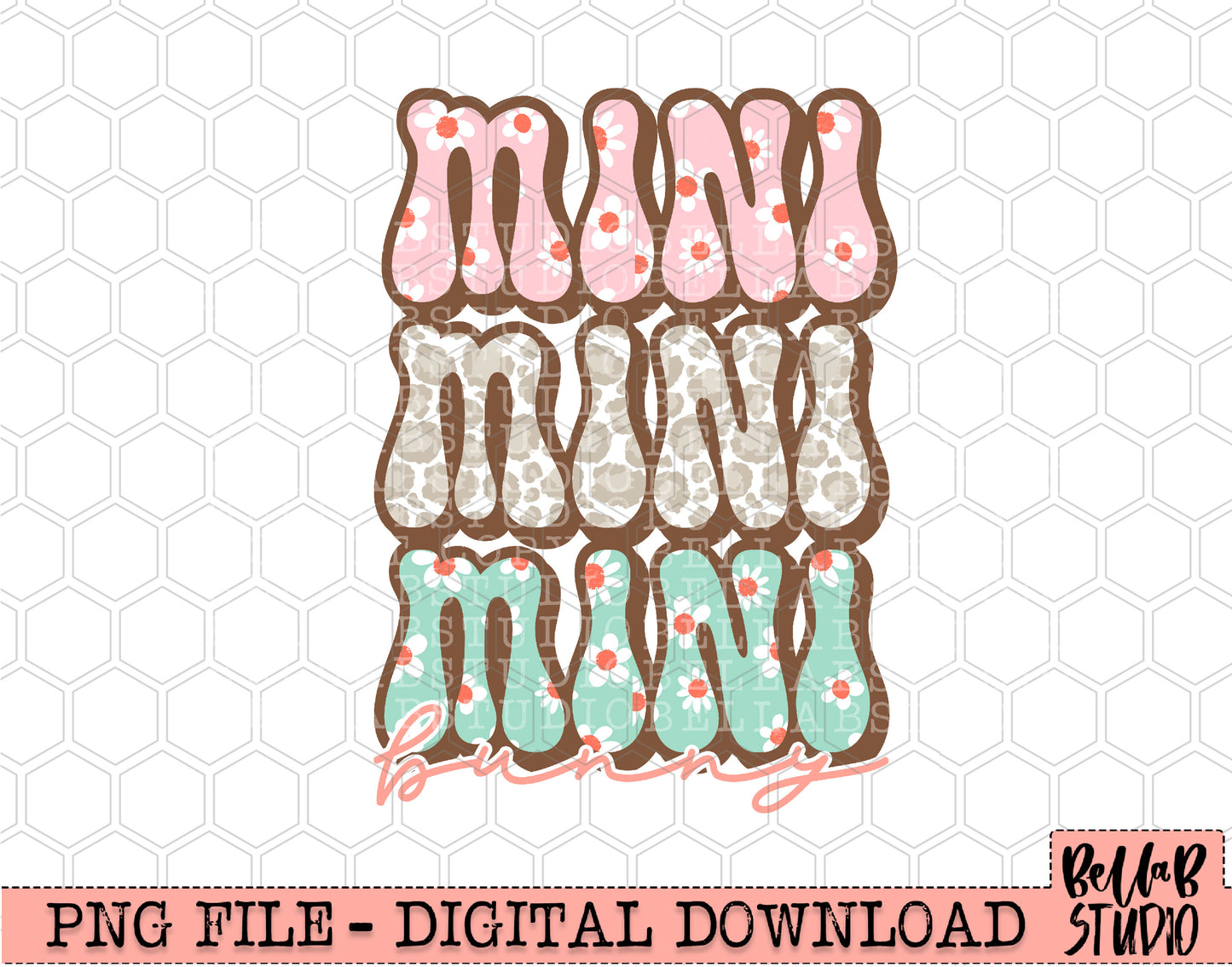 Retro Mini Bunny PNG Sublimation Design