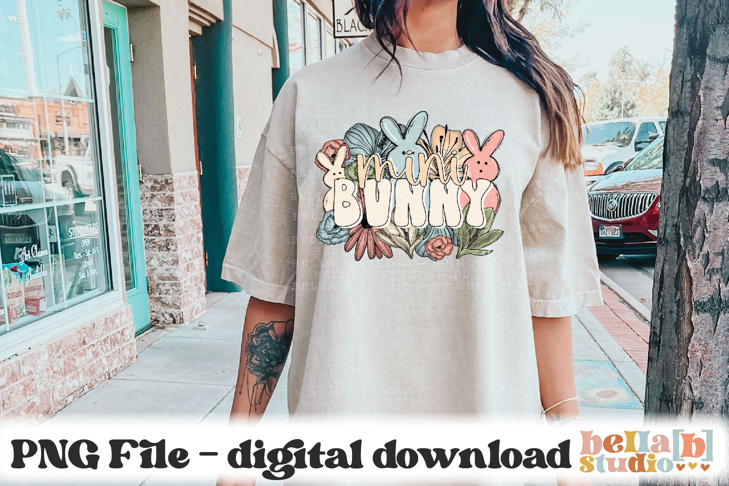 Mini Bunny Floral PNG Sublimation Design