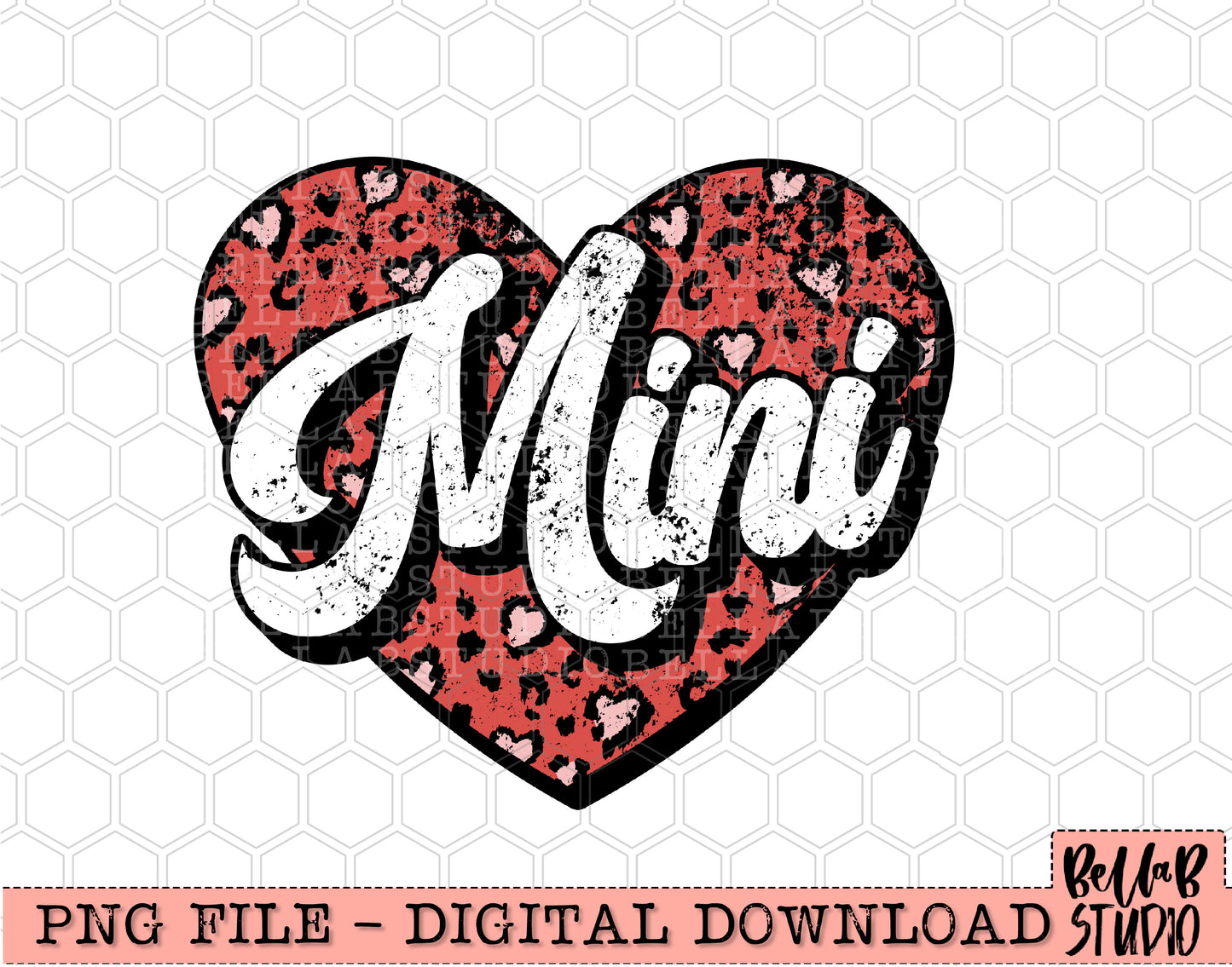 Mini Leopard Heart PNG Sublimation Design