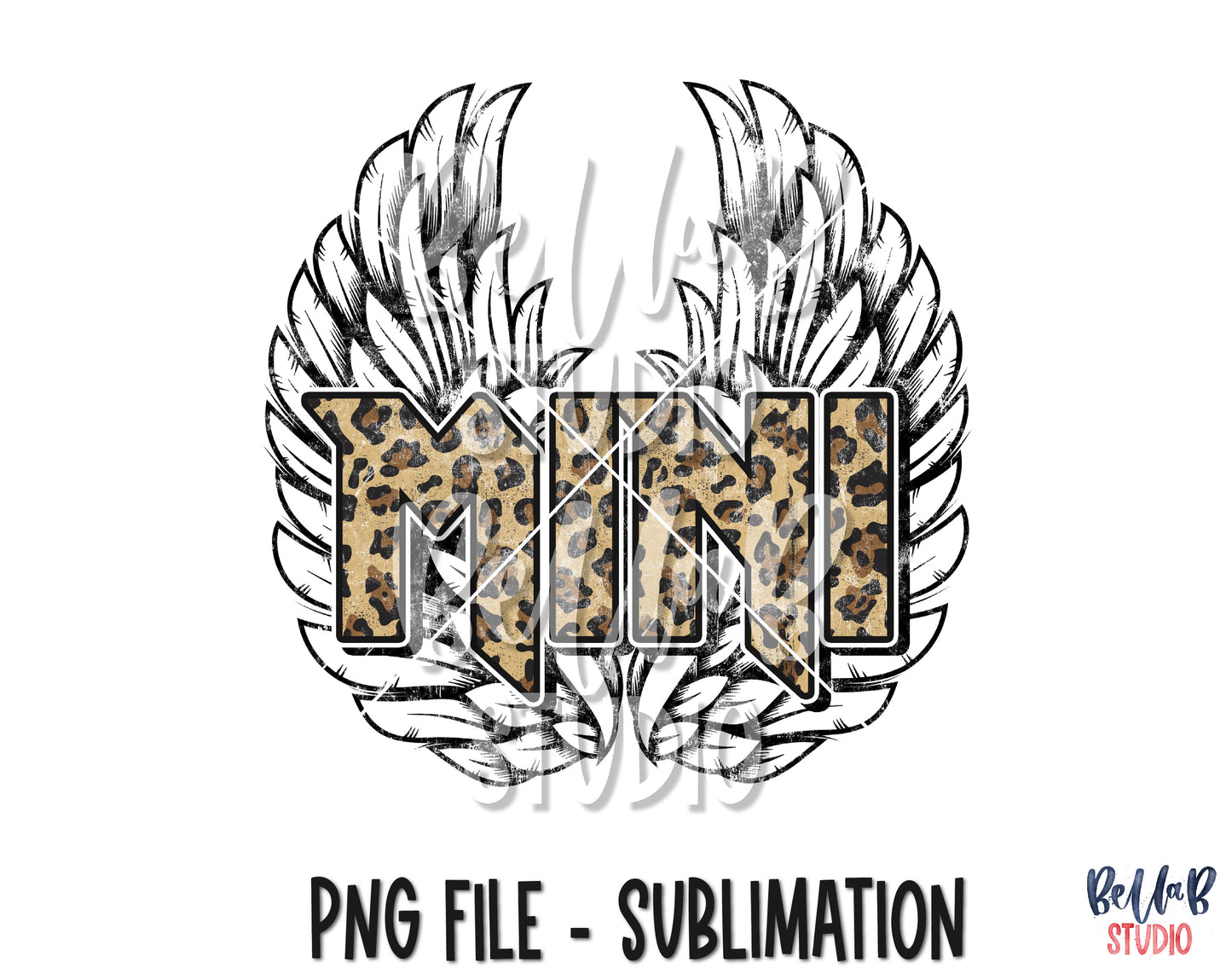 Leopard Mini Rock N Roll Wings Sublimation Design