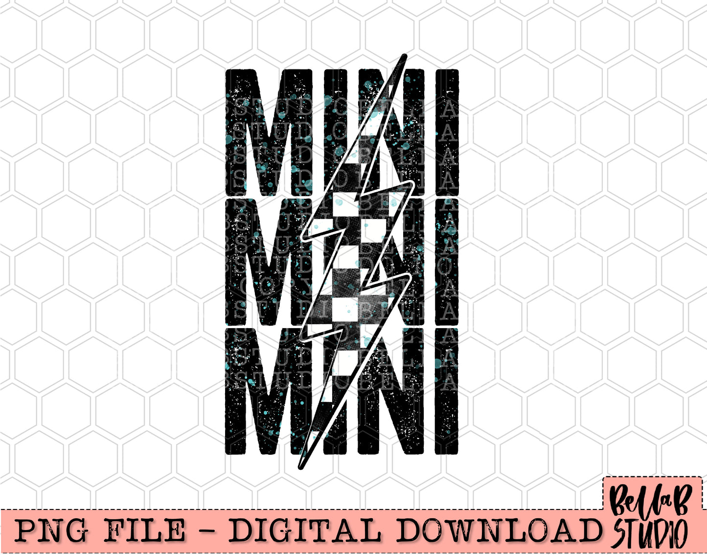 Racing Mini Stacked Bolt BLUE PNG Digital Design