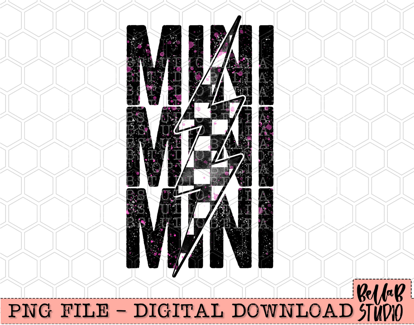 Racing Mini Stacked Bolt PINK PNG Digital Design