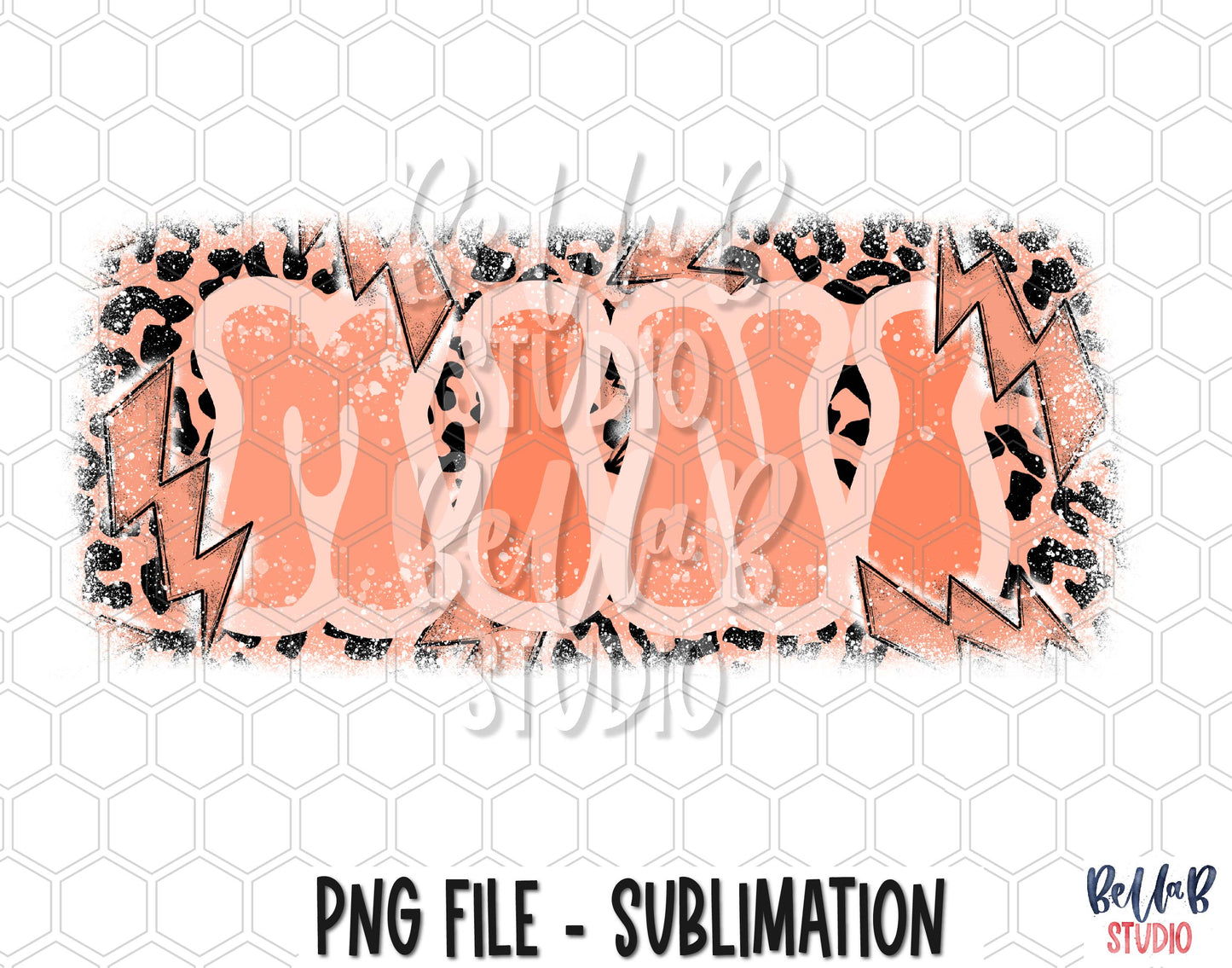 Retro Leopard Lightning Bolt Mini Sublimation Design