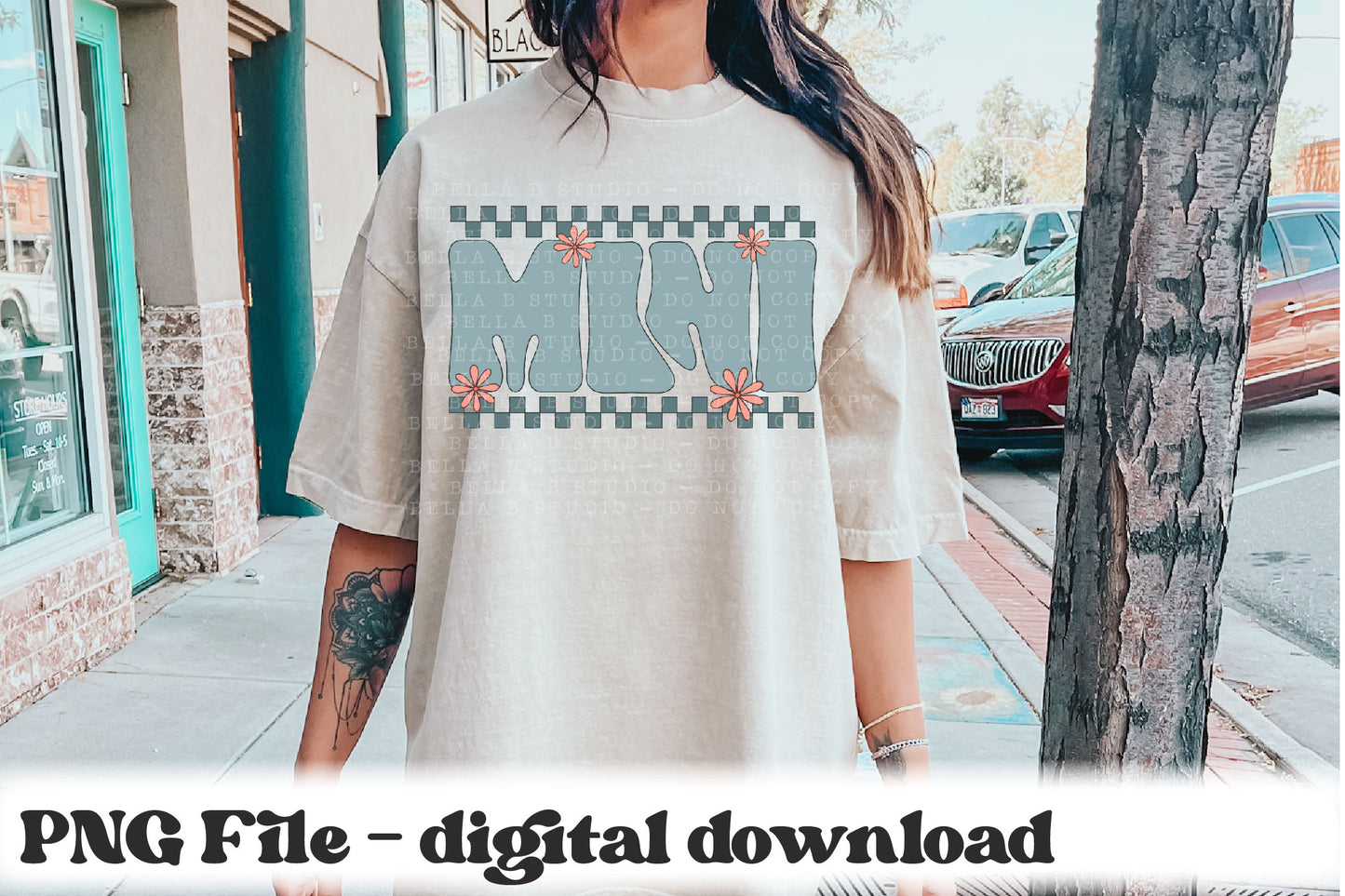 Mini Checkered Flowers Retro PNG Design