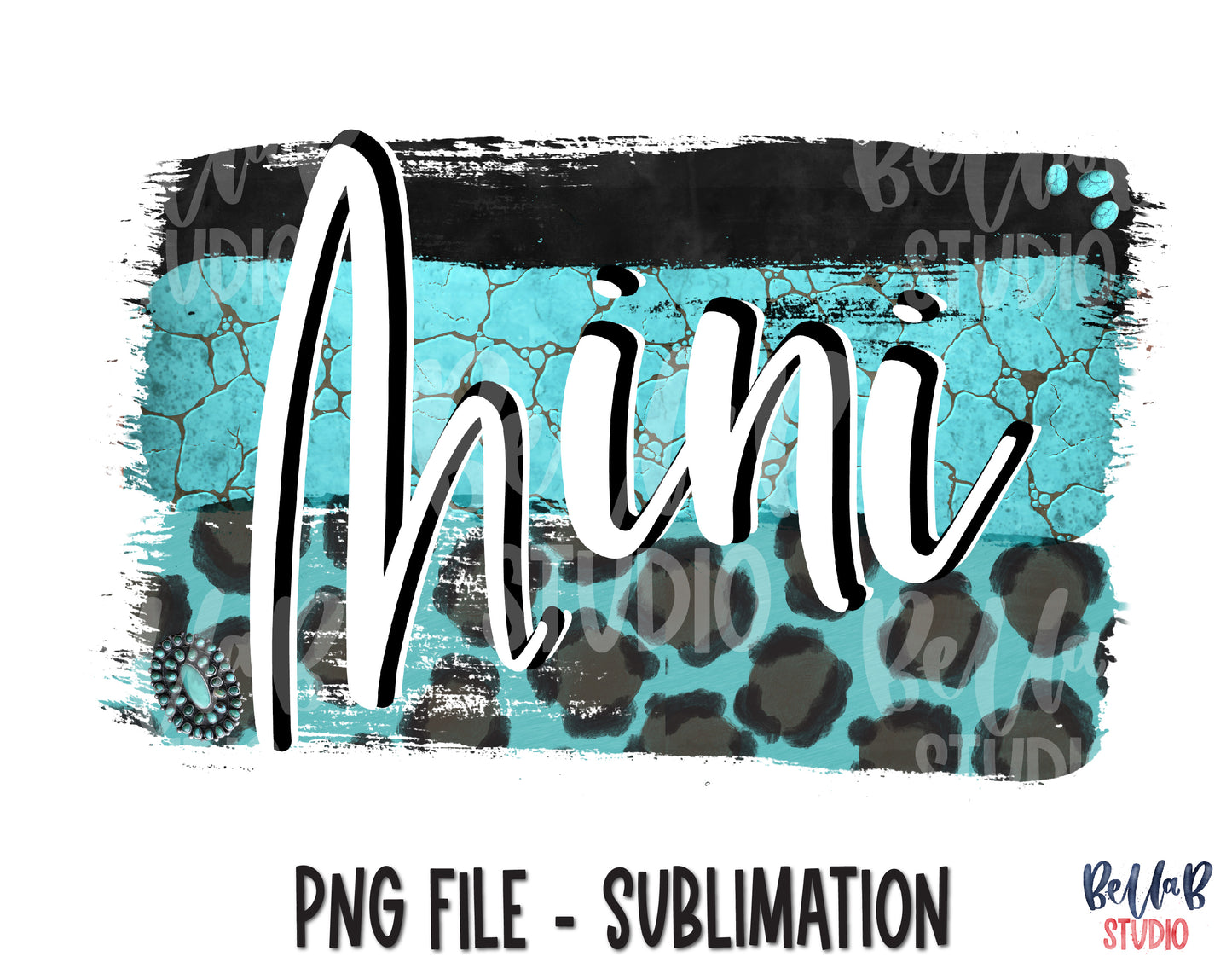 Turquoise Mini Brushstrokes Sublimation Design