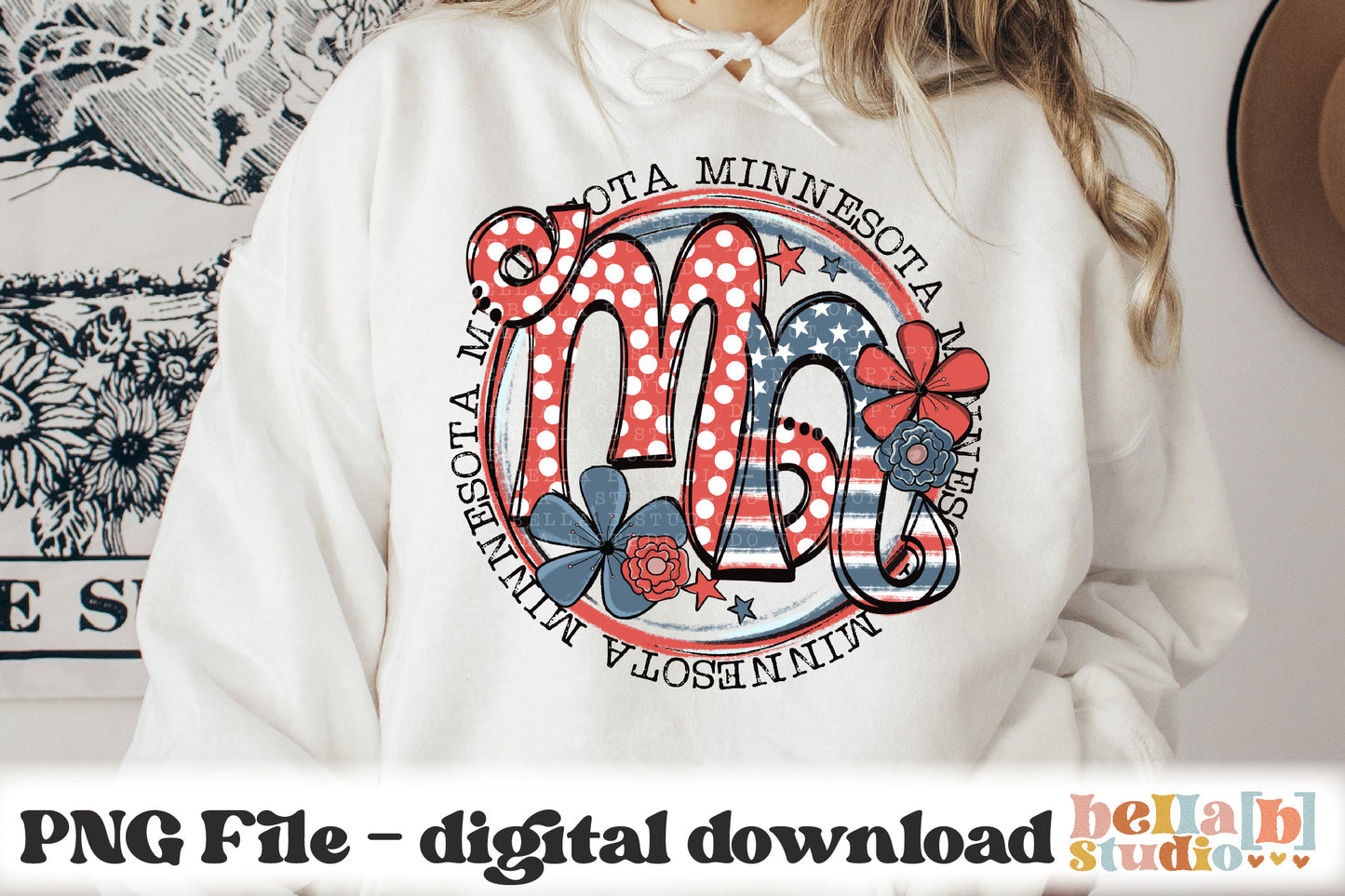 Minnesota Retro Flowers PNG Design