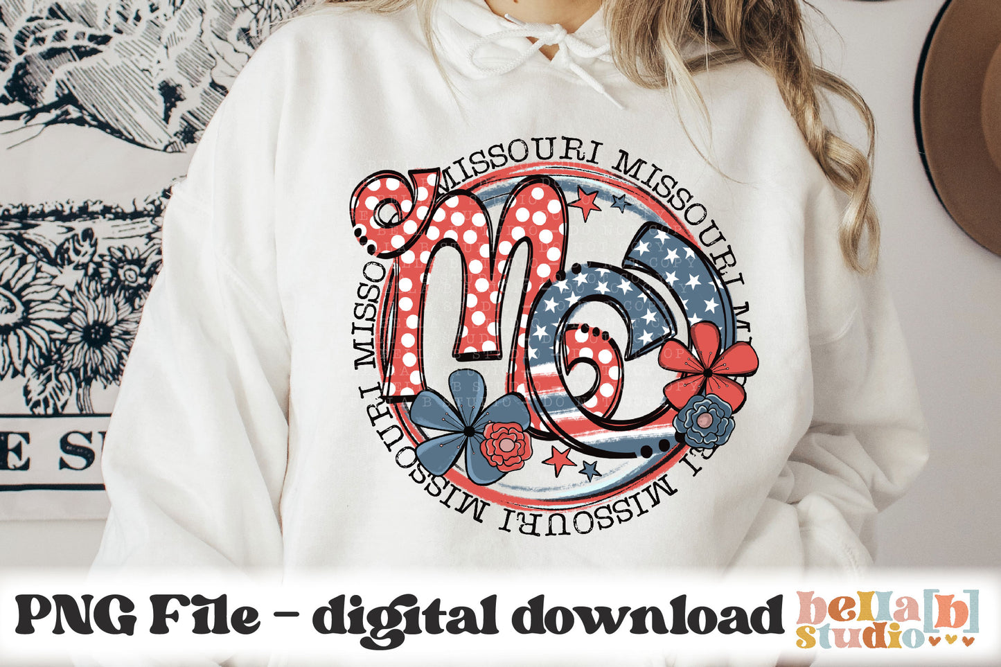 Missouri Retro Flowers PNG Design