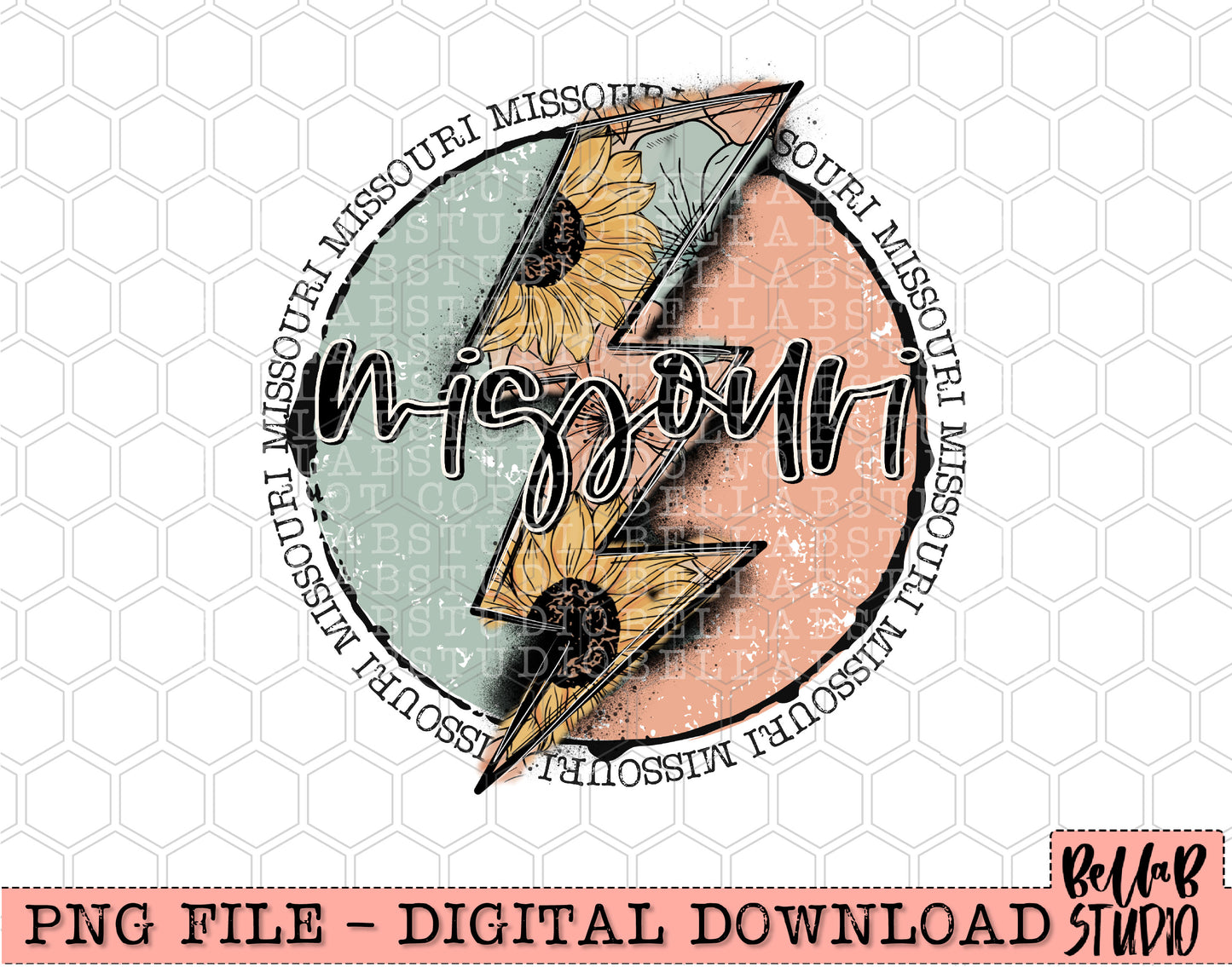 MISSOURI Sunflower Bolt PNG Design