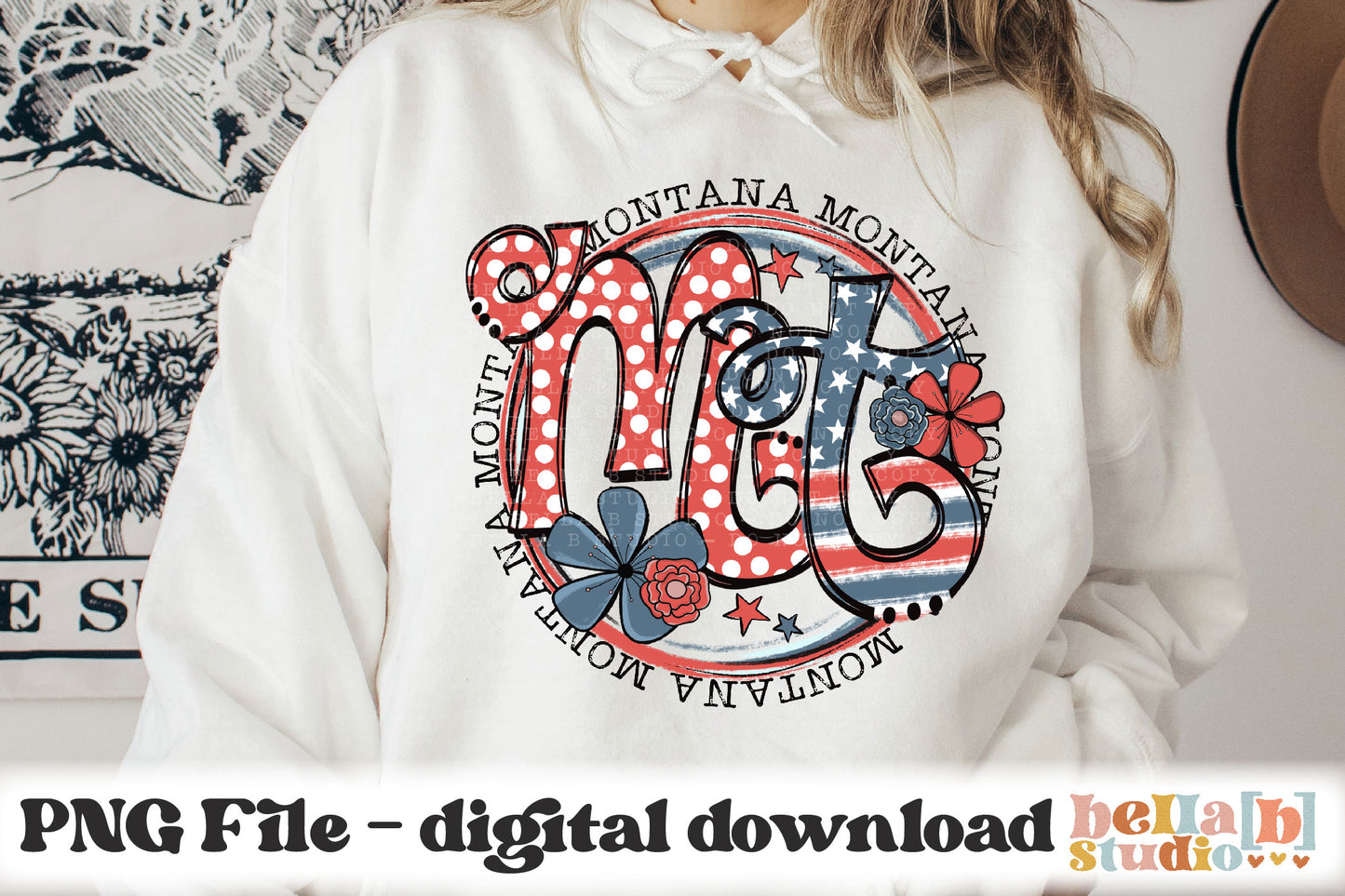 Montana Retro Flowers PNG Design