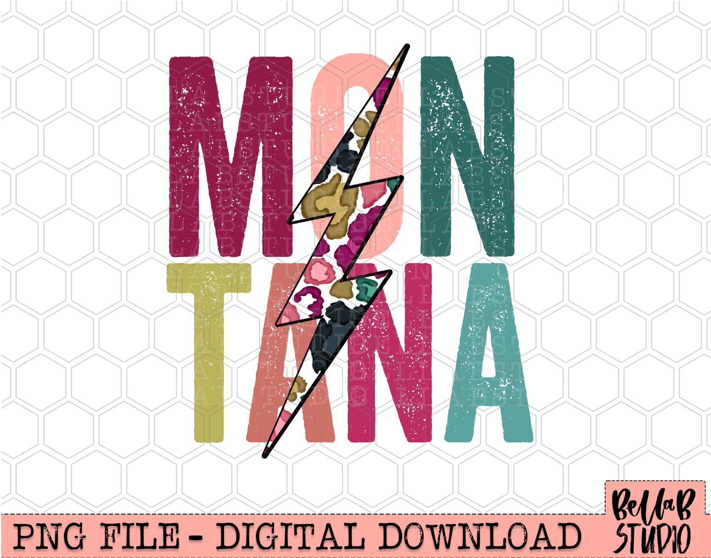 MONTANA Bright Leopard Bolt Sublimation Design