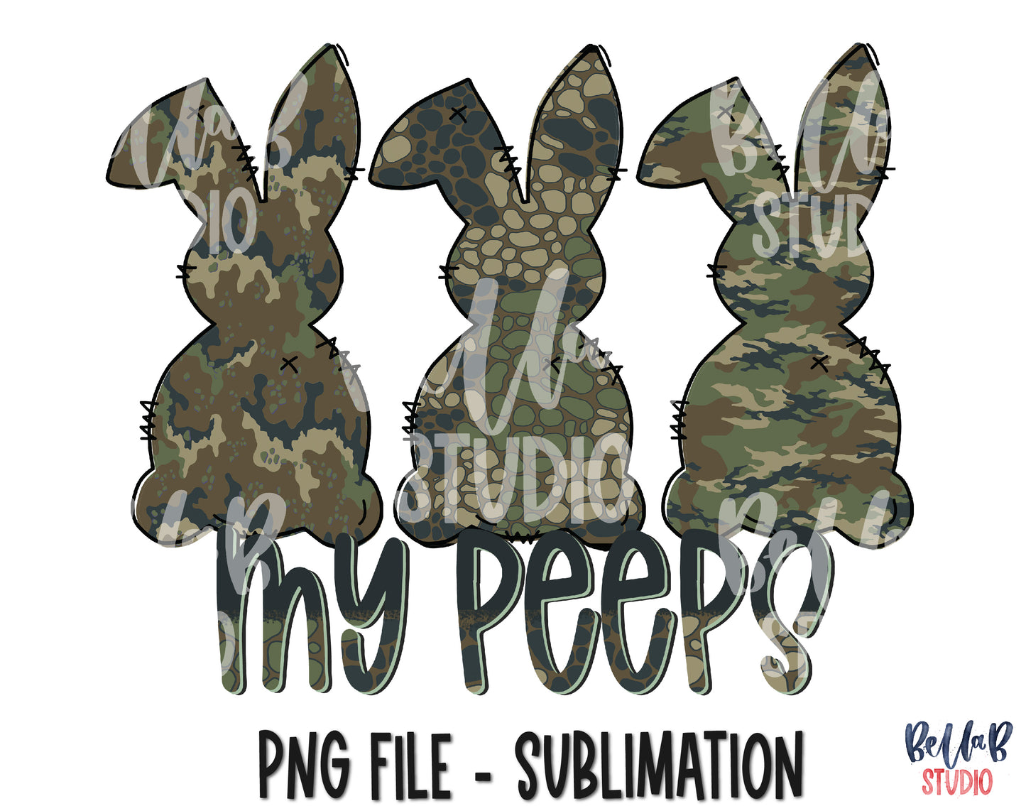 Camo Bunnies - My Peeps Sublimation Design