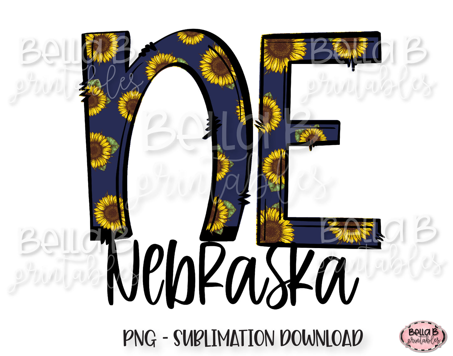 Sunflower Nebraska State Sublimation Design