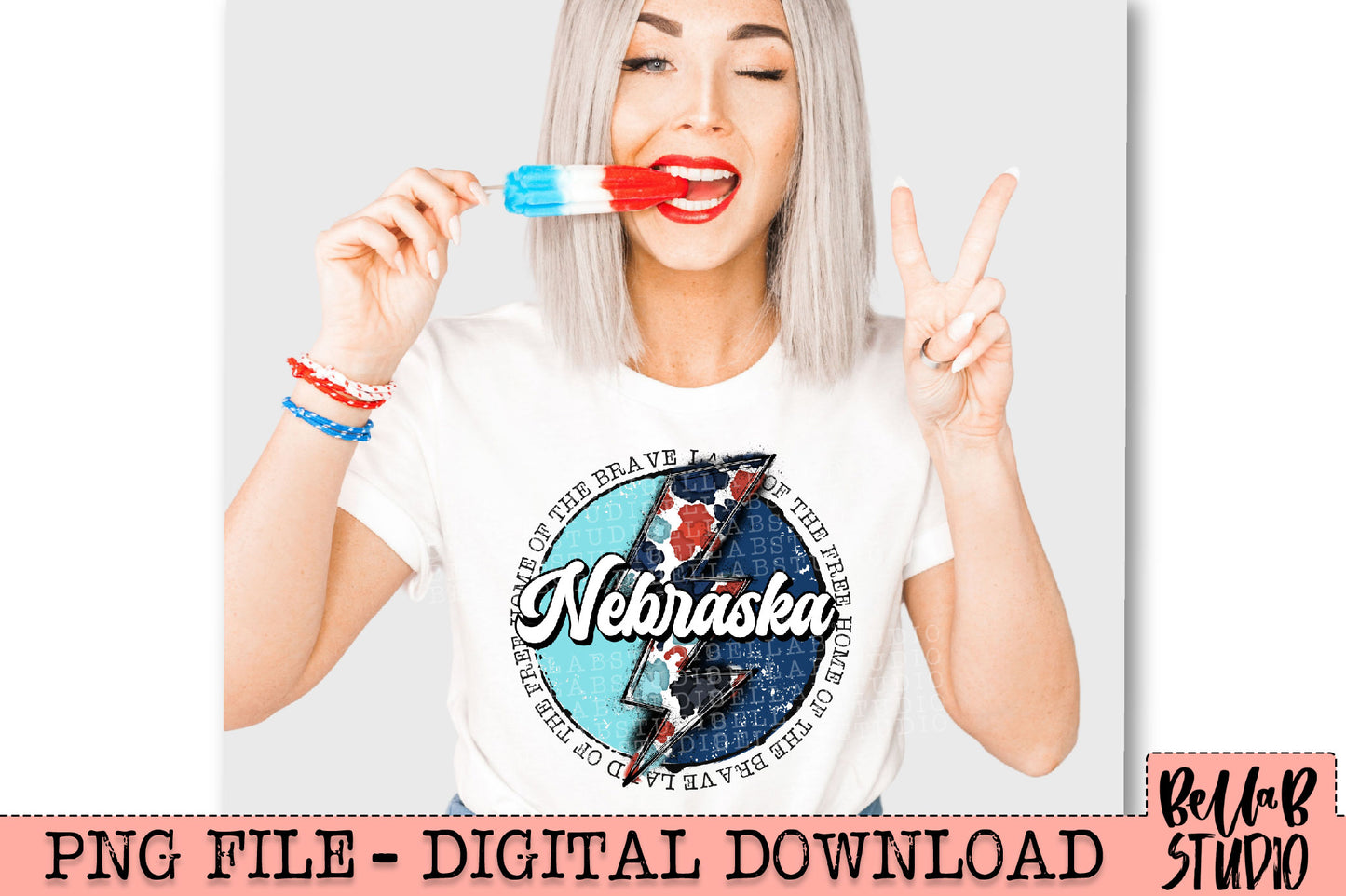 NEBRASKA Patriotic Bolt PNG Design