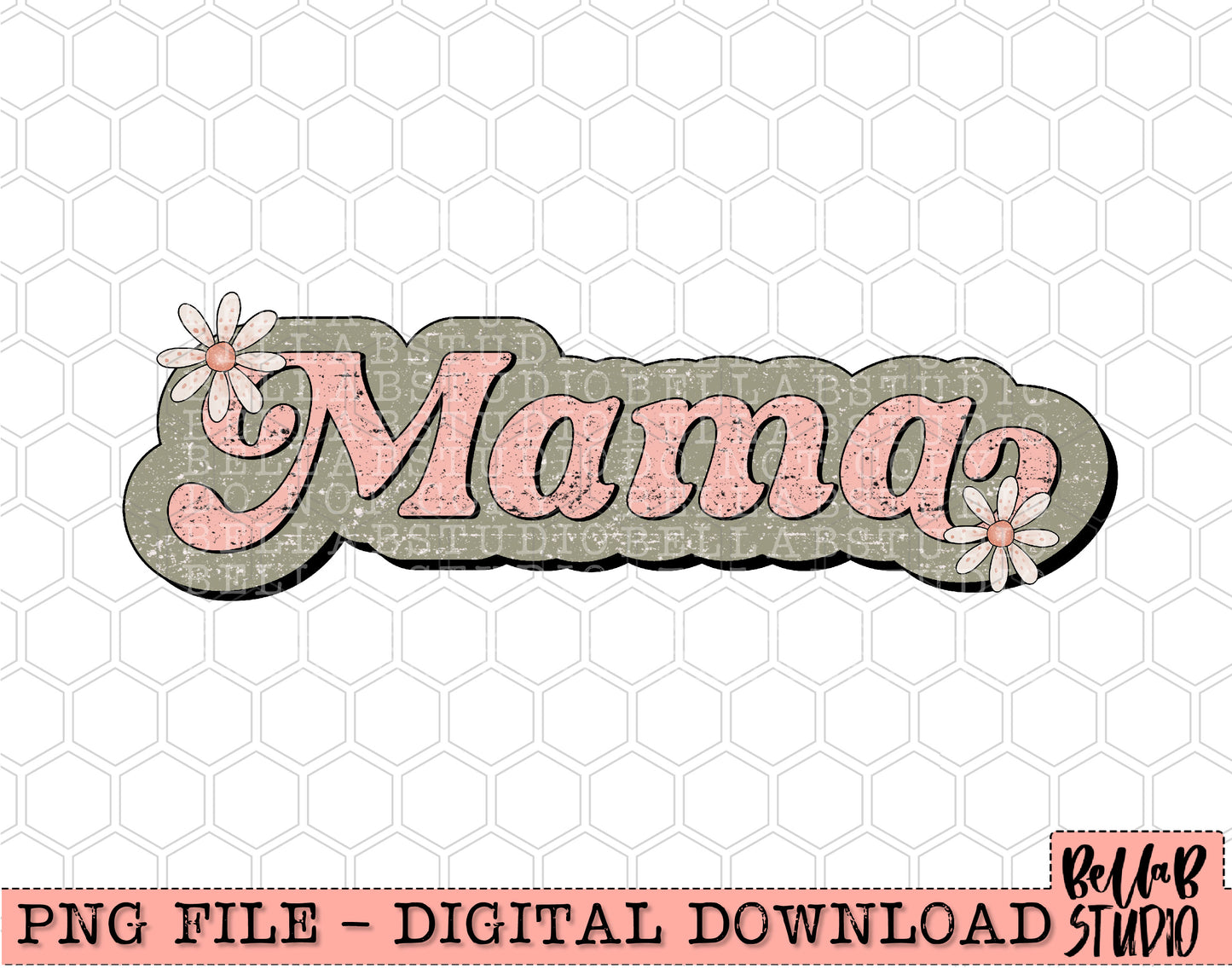 Neutral Floral Mama PNG Sublimation Design