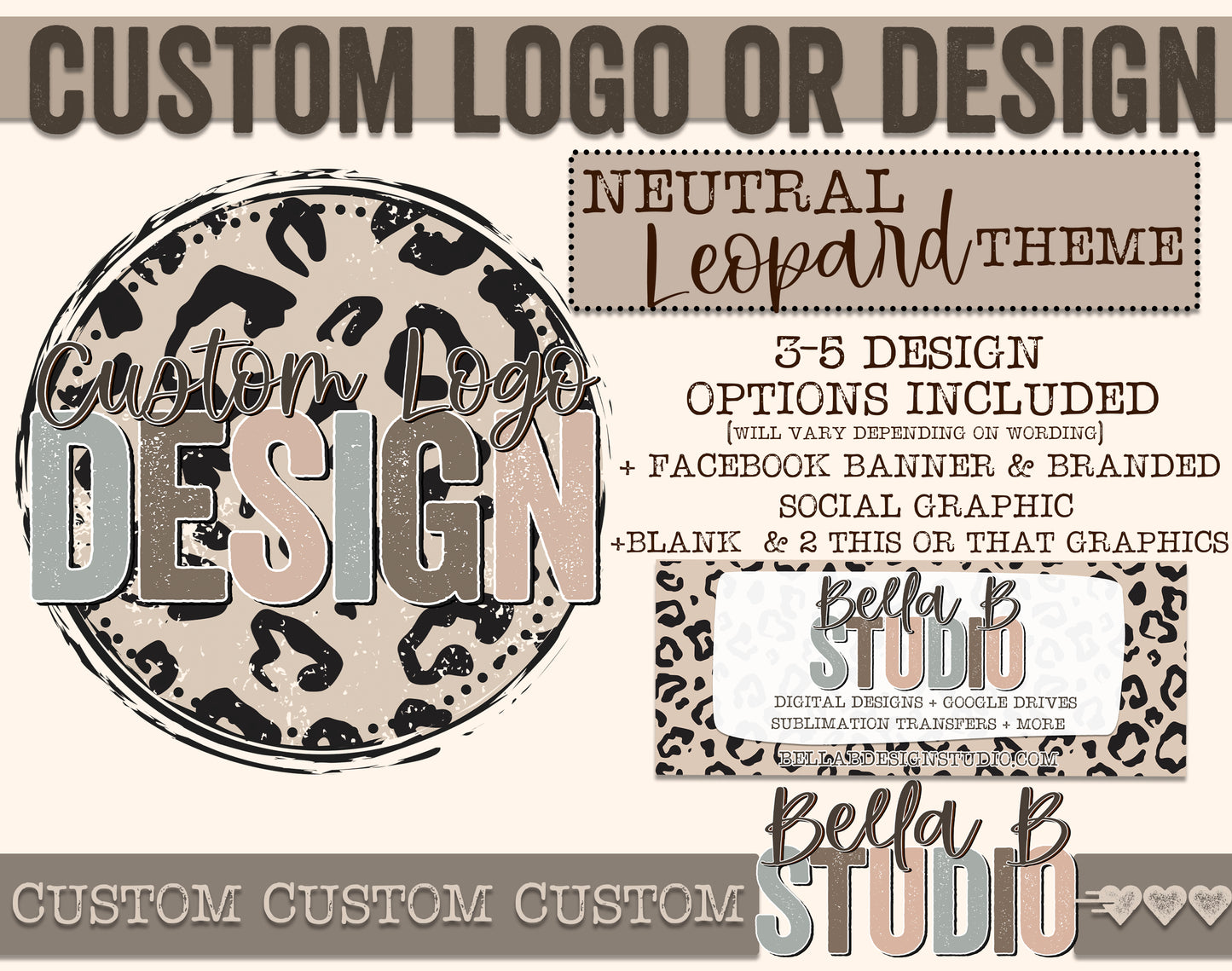 Custom Logo or Design - Neutral Leopard Theme