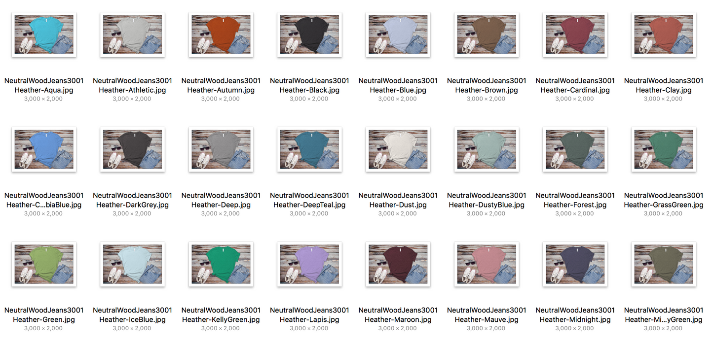 Bella Canvas 3001 Heather Mockup Bundle - Entire Collection
