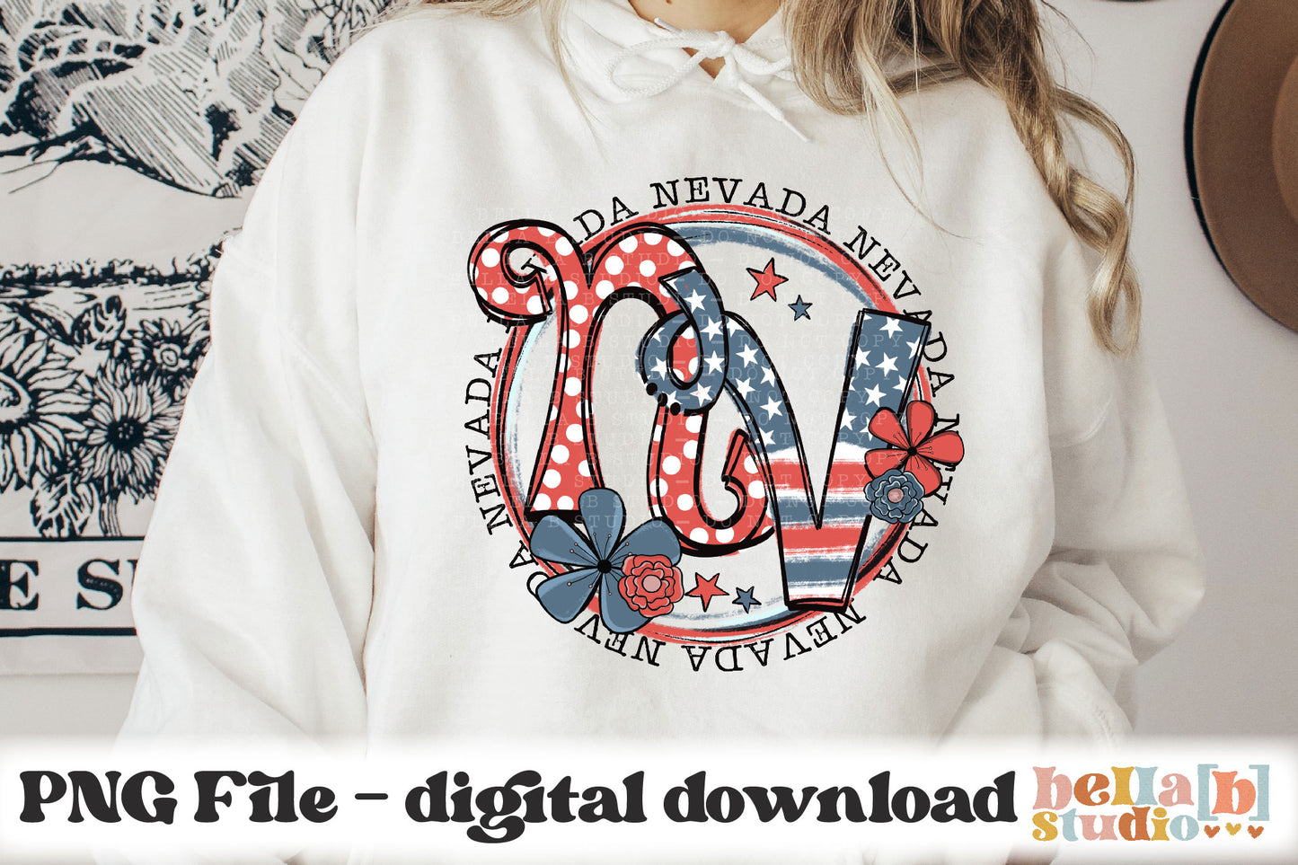 Nevada Retro Flowers PNG Design