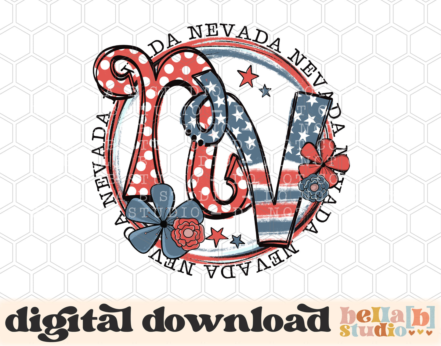 Nevada Retro Flowers PNG Design