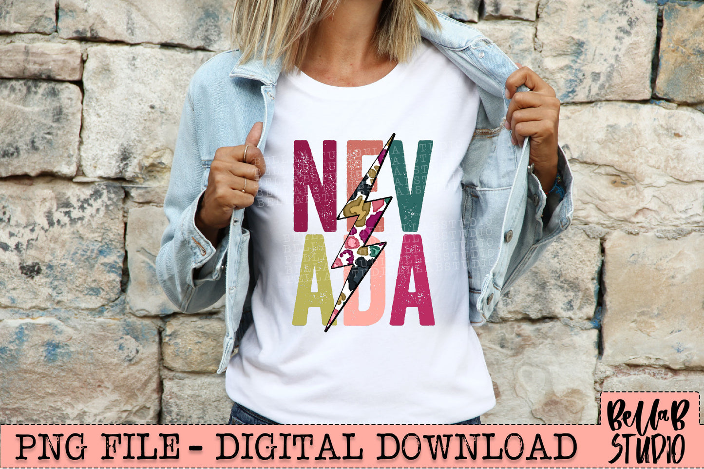 NEVADA Bright Leopard Bolt Sublimation Design