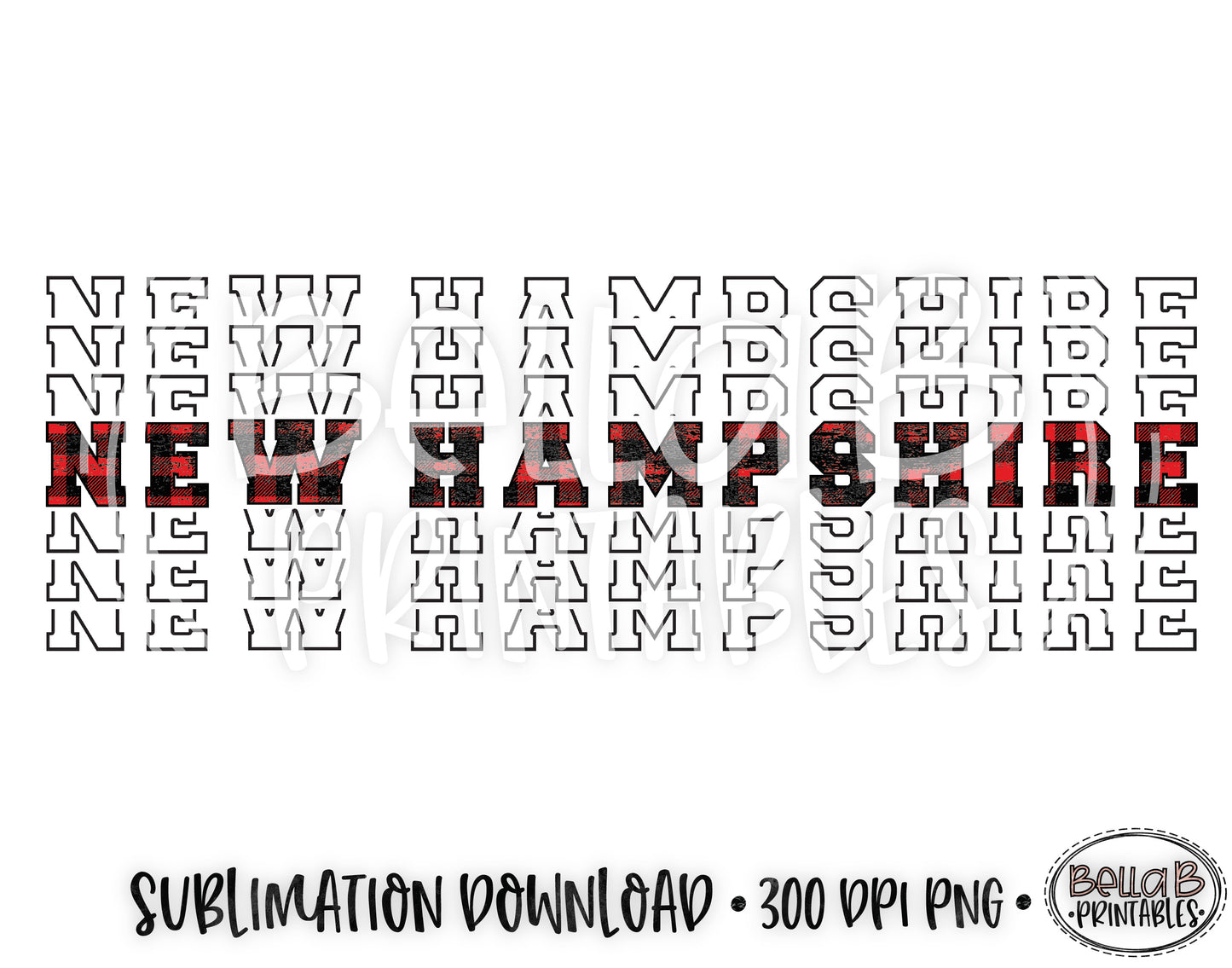 New Hampshire State Sublimation Design, Mirrored State Design