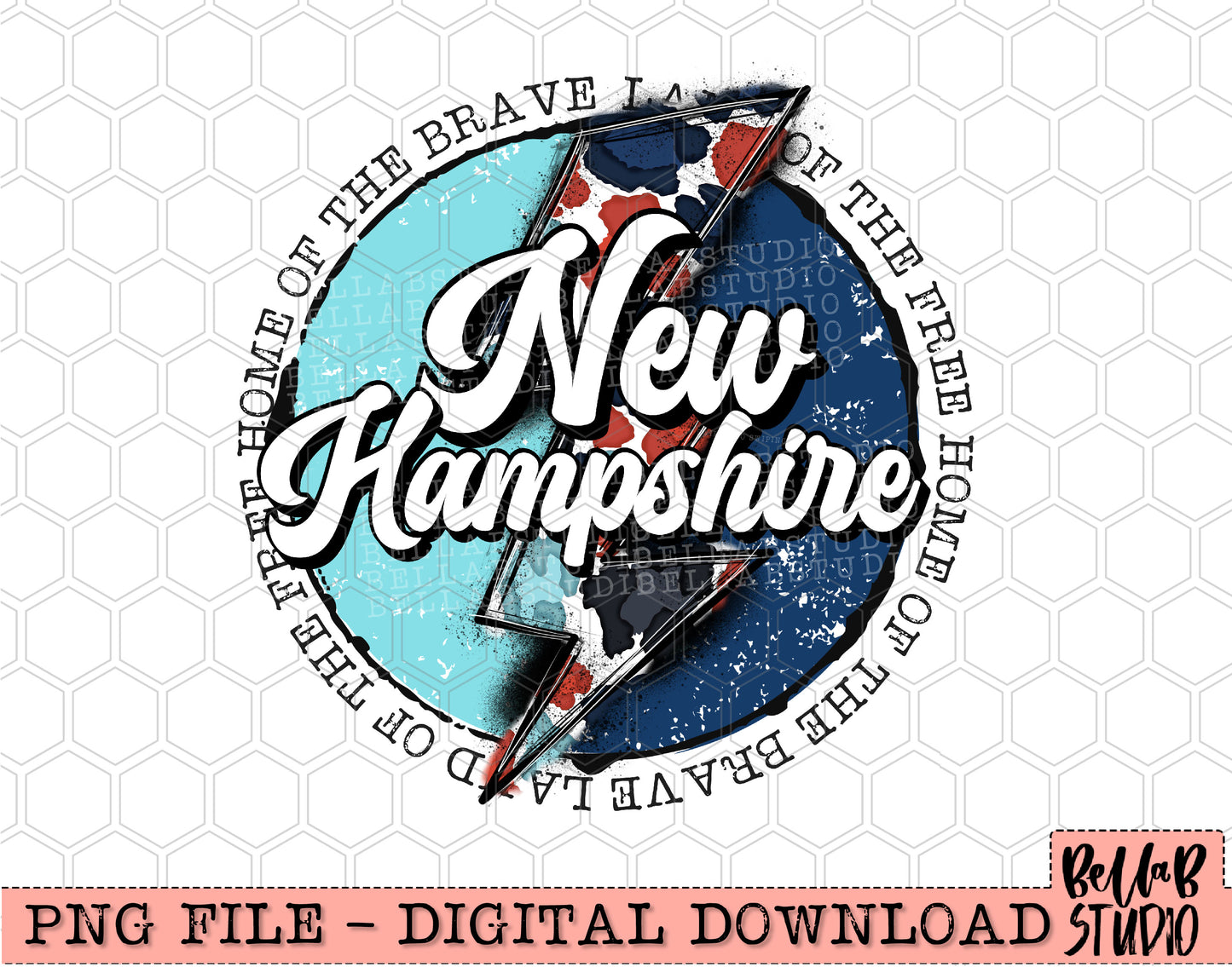 NEW HAMPSHIRE Patriotic Bolt PNG Design