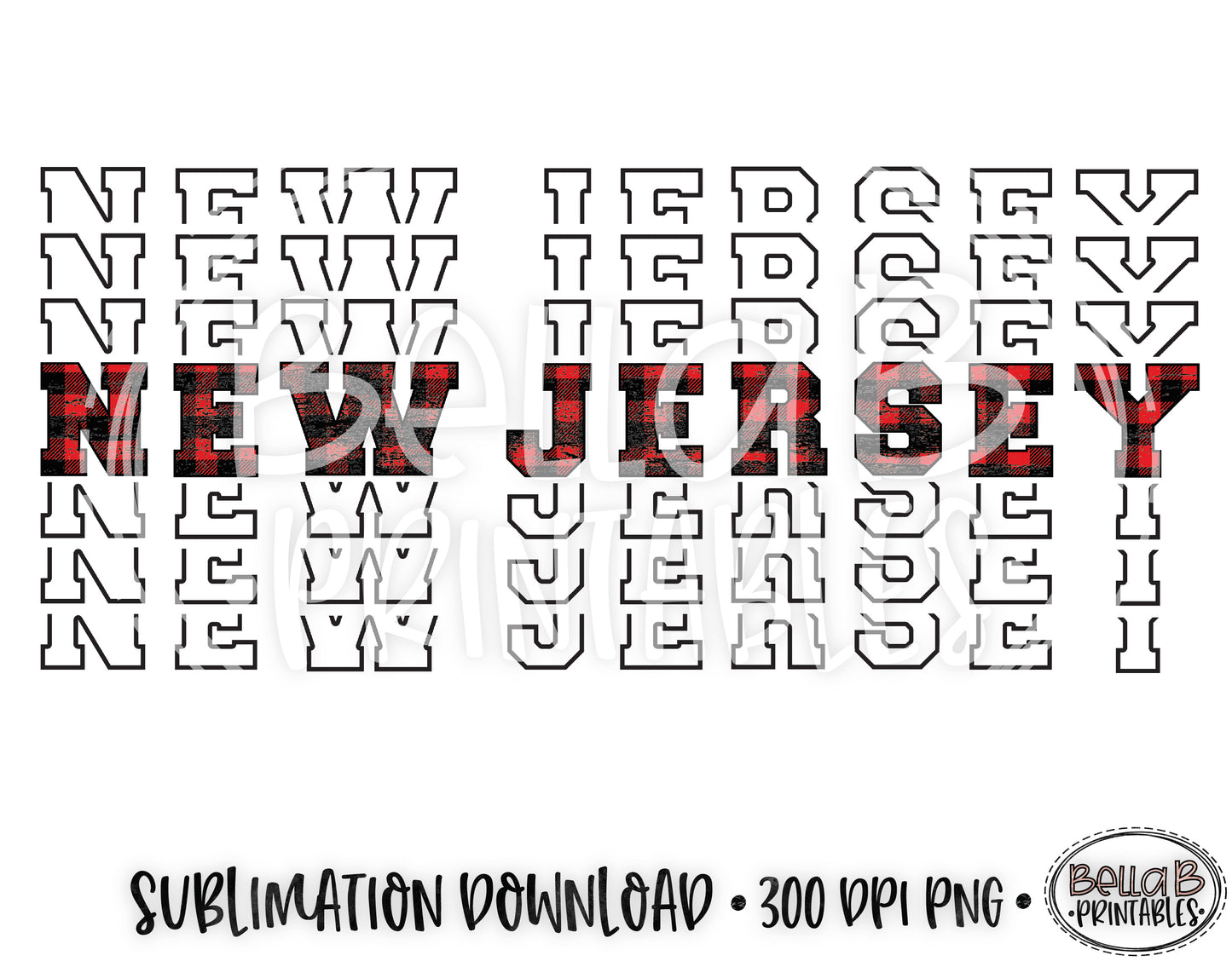 New Jersey State Sublimation Design, Mirrored State Design