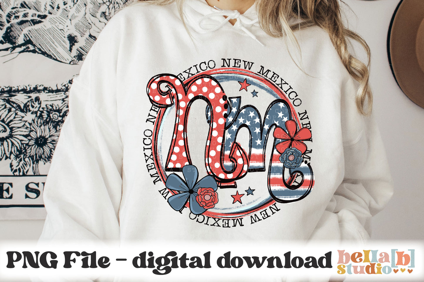 New Mexico Retro Flowers PNG Design