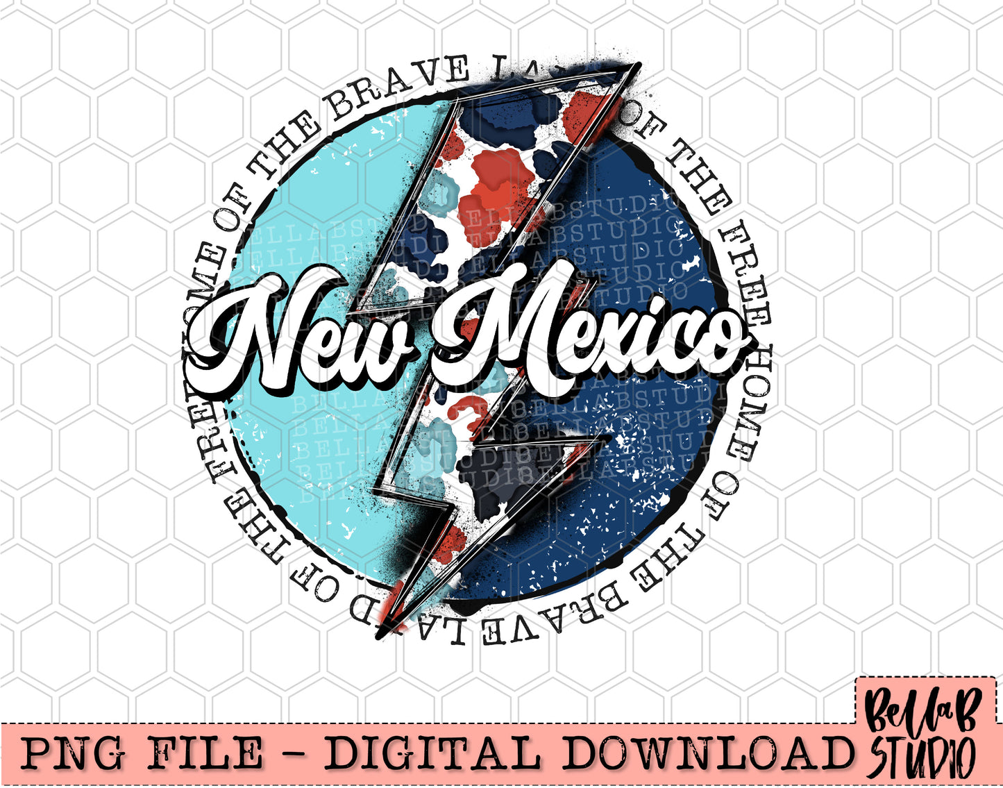 NEW MEXICO Patriotic Bolt PNG Design